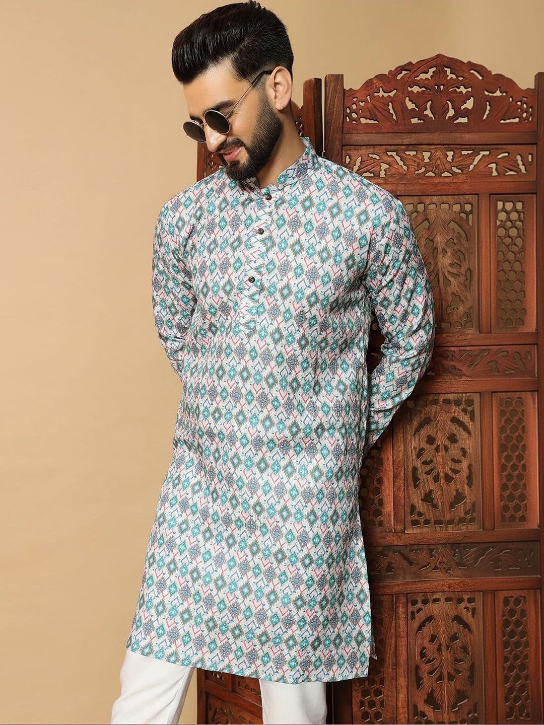 Sangria Men Geometric Printed Kurta - view 1