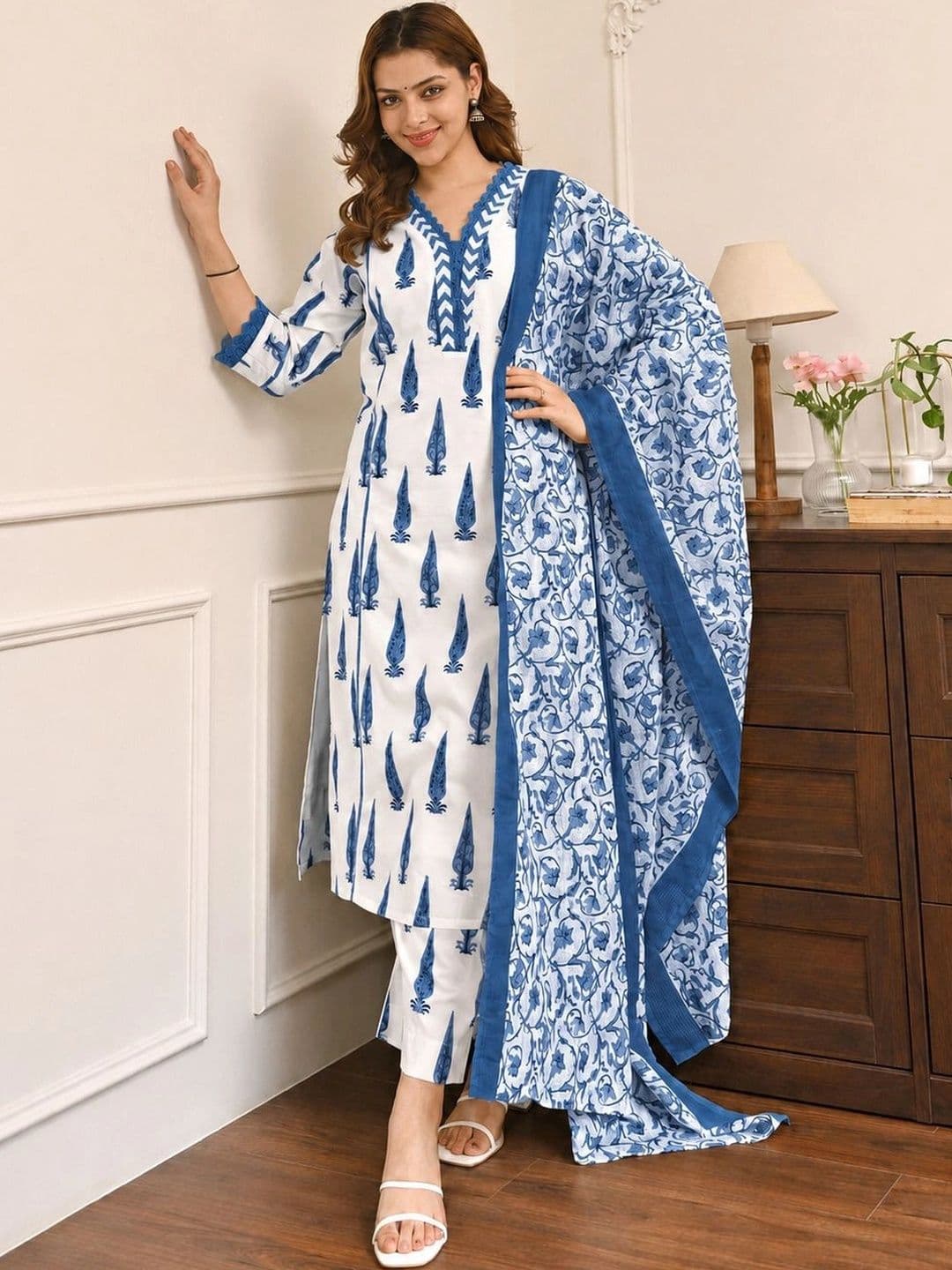 Anouk Women Ethnic Motifs Printed Regular Kurta with Trousers & With Dupatta - view 1