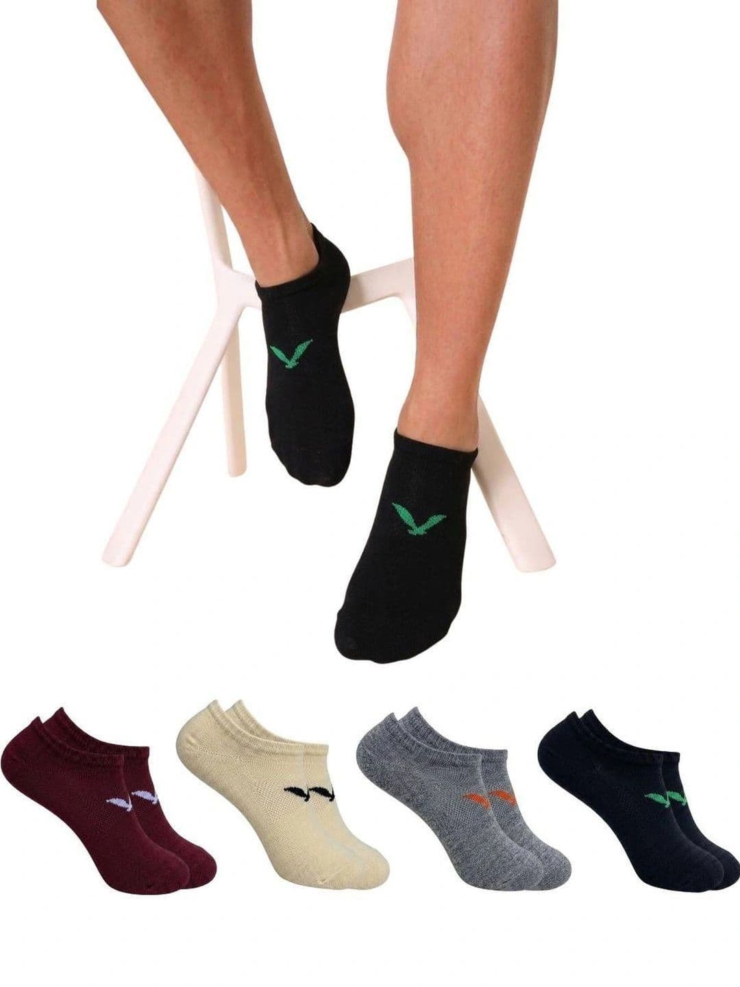 TREERANGA Men Pack of 4 Cotton Ankle Length Socks - view 1