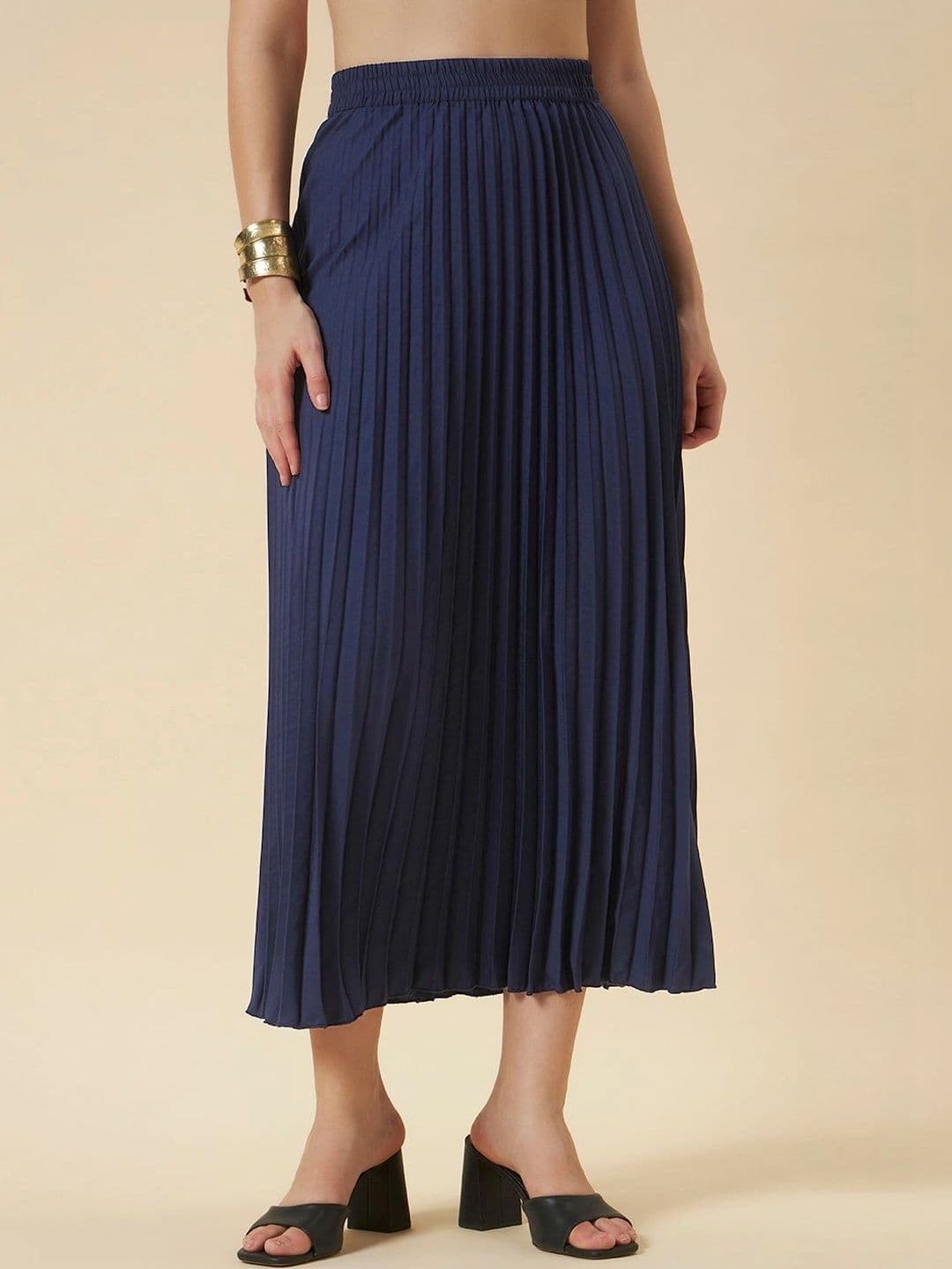 Chemistry Women Crepe Accordion Pleated Midi Flared Skirt - view 1