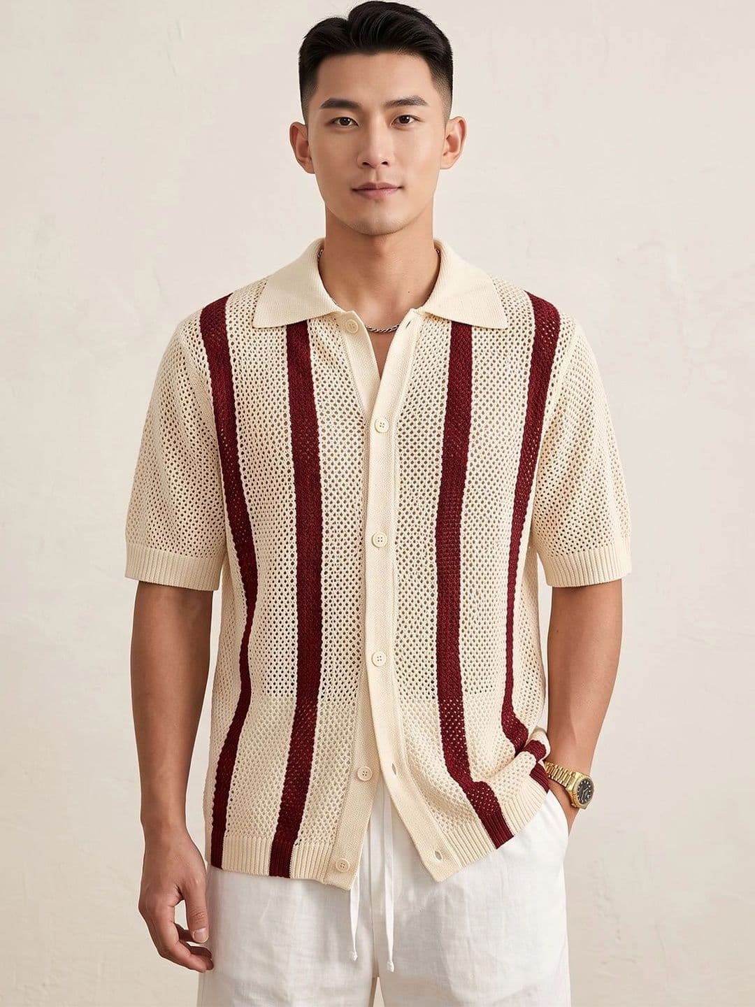 StyleCast x Revolte Men's Regular Fit Semi Sheer Vertical Striped Casual Shirt - view 1