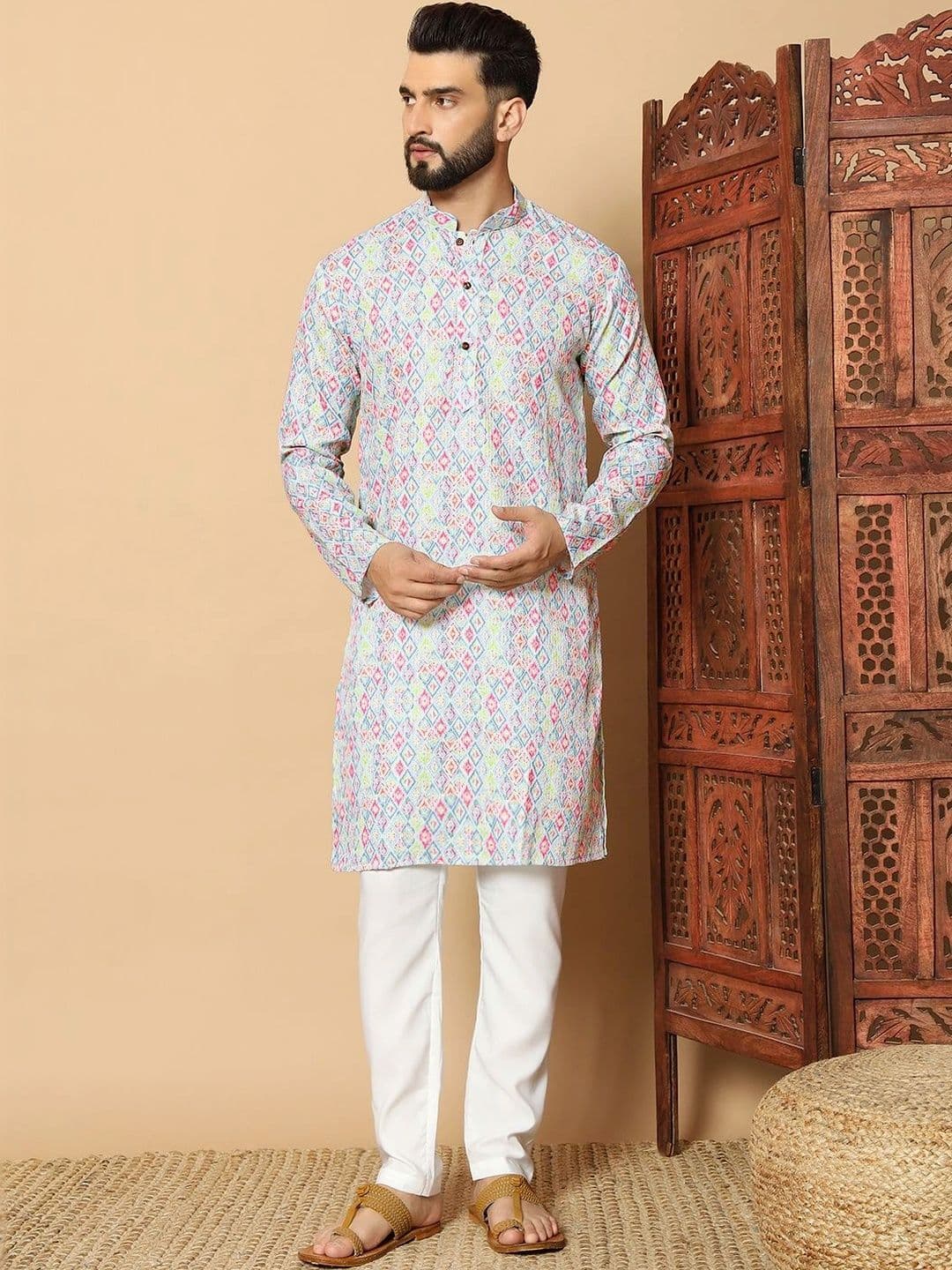 Sangria Men Geometric Printed Kurta - view 1