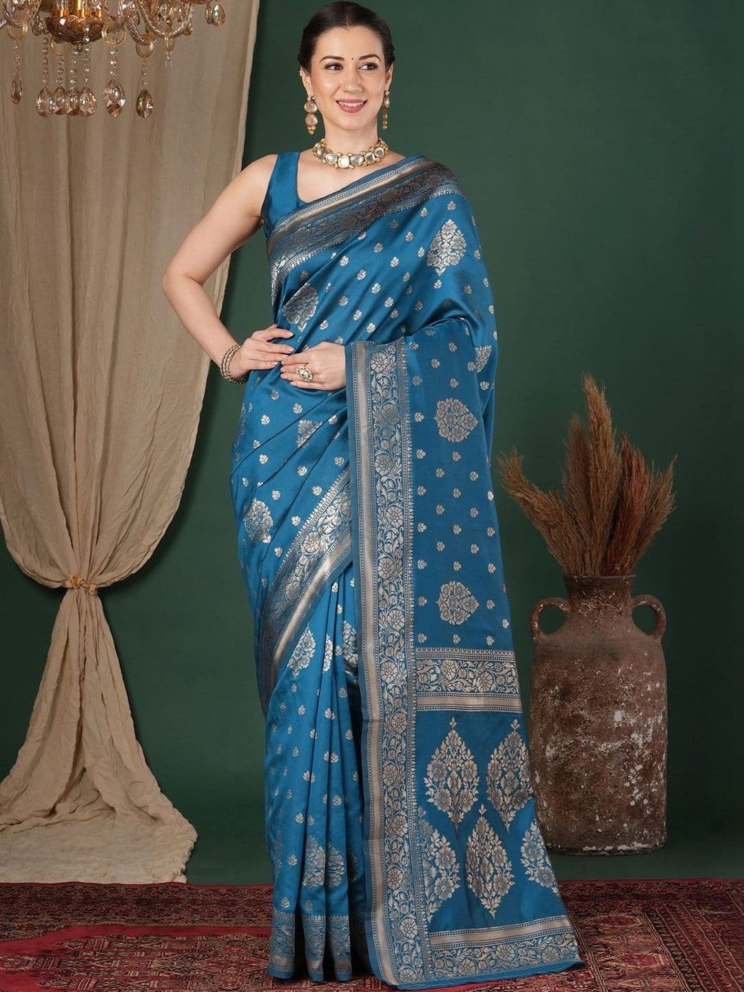 Mitera Woven Design Zari Silk Blend Designer Banarasi Saree - view 1