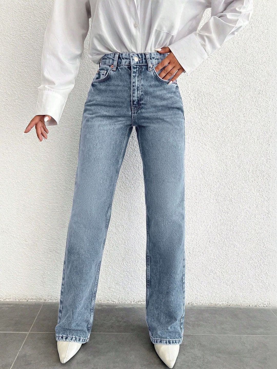 DressBerry Women Comfort Straight Fit High-Rise Light Fade Acid Wash Stretchable Jeans - view 1