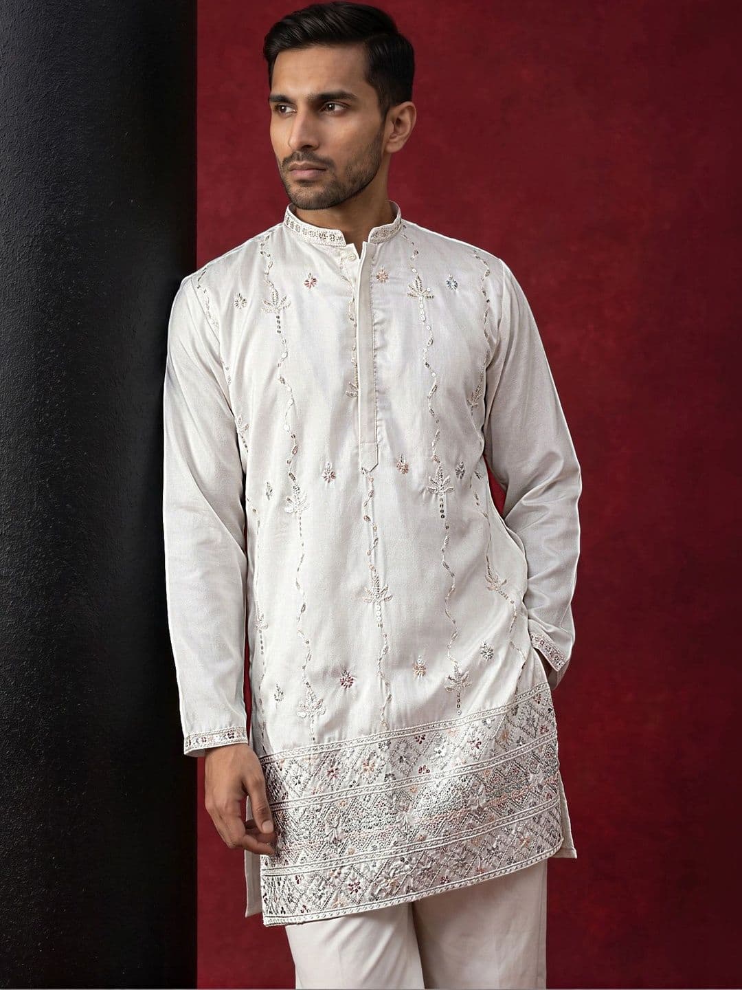 Jompers Men Embroidered Thread Work Kurta - view 1