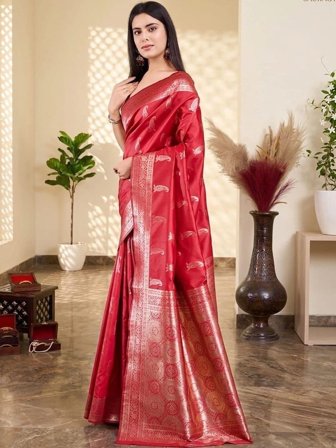 Durga Textile Woven Design Zari Silk Blend Banarasi Saree - view 1