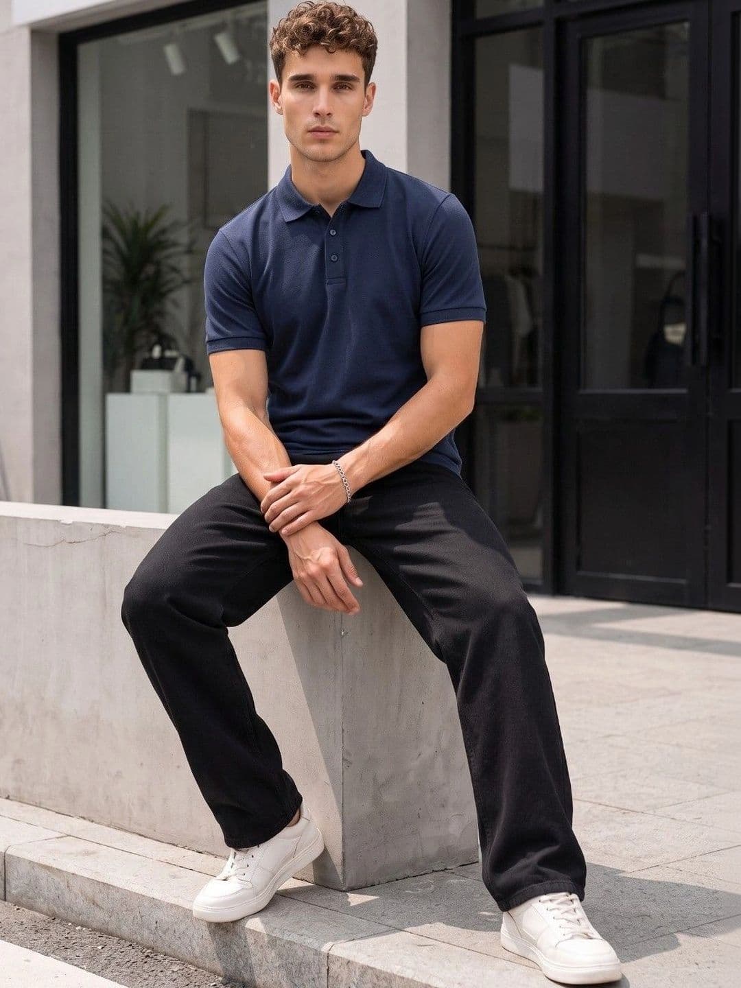 glitchez Men Relaxed Fit Mid-Rise Stretchable Jeans - view 1