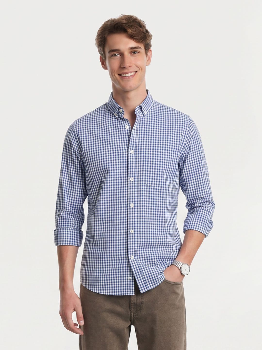 Mast & Harbour Gingham Checked Pure Cotton Casual Shirt - view 1