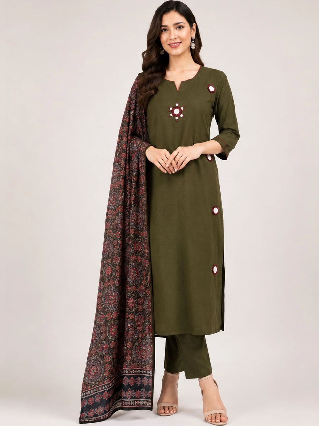 GTW Women Ethnic Motifs Regular Pure Cotton Kurta with Trousers & With Dupatta - view 1
