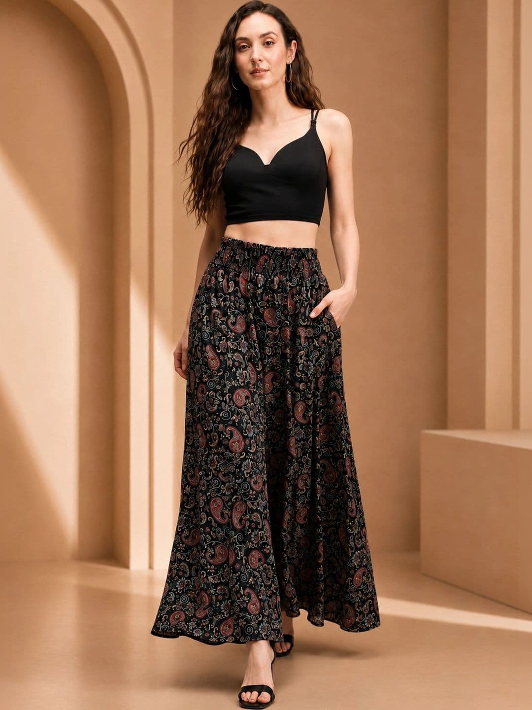 BLESSICA Women Paisley Printed Flared Ethnic Palazzos - view 1