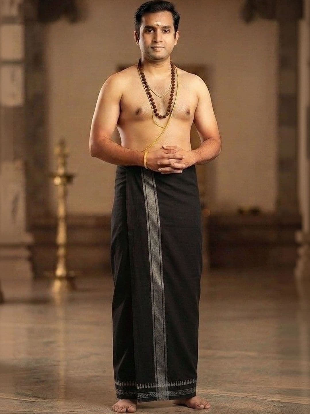 Tharunsha Elite Men Striped Cotton Dhoti Dhotis - view 1
