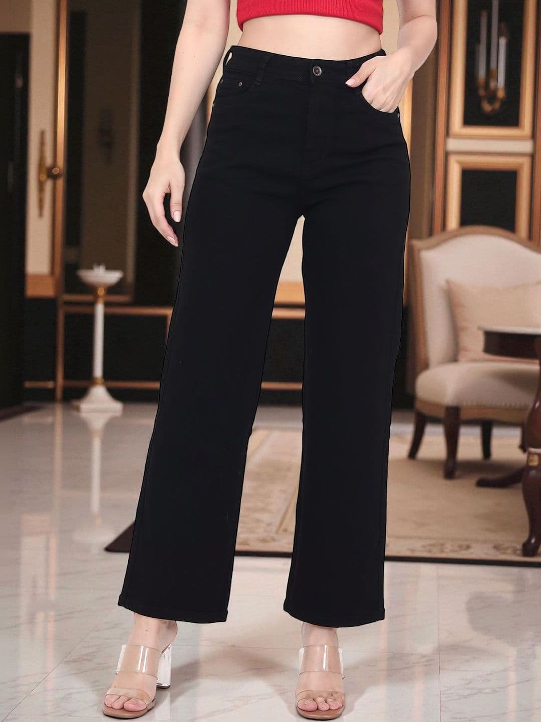 DressBerry Women Wide Leg High-Rise Stretchable Jeans - view 1