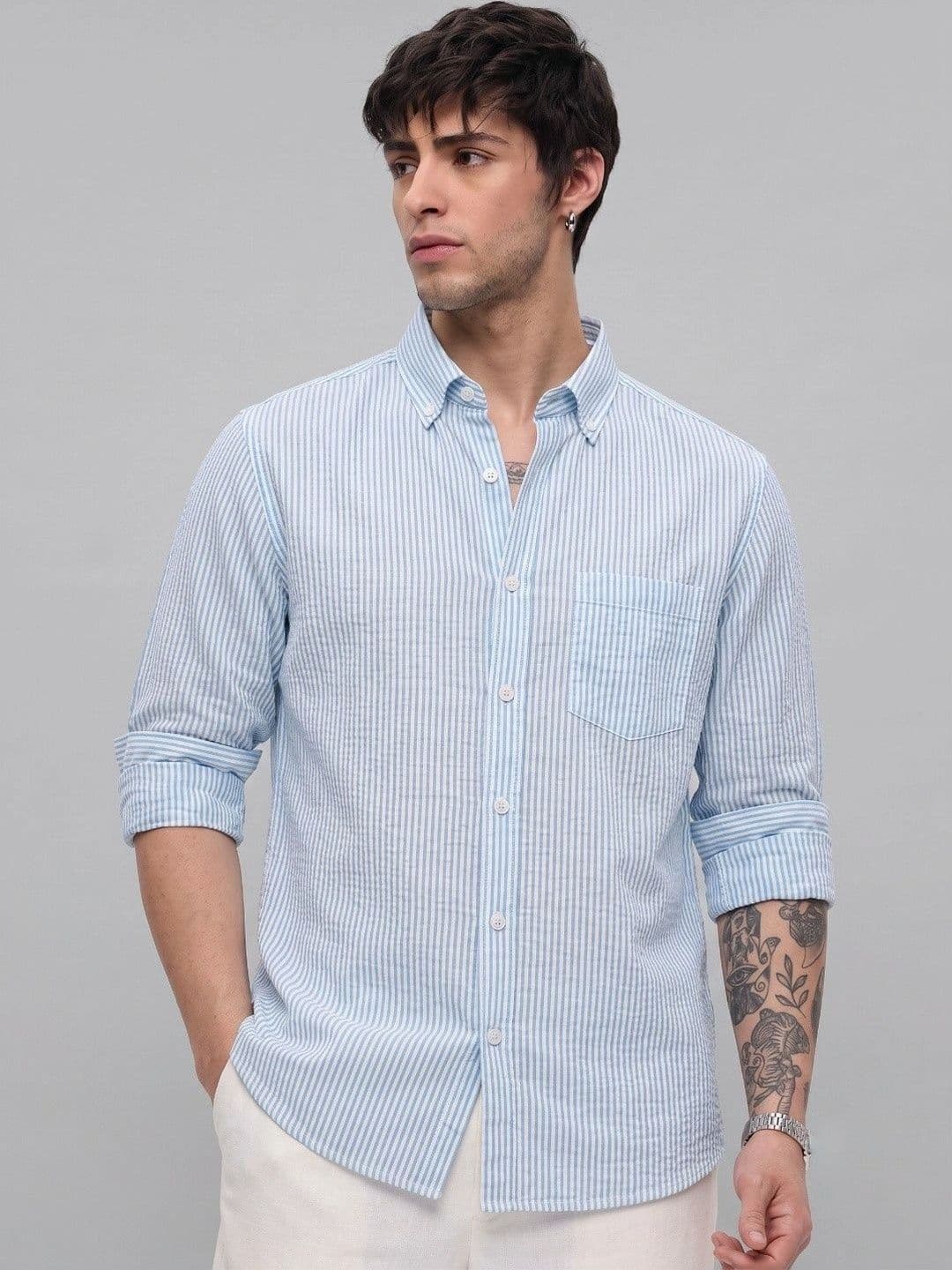 HENSHIKA Men Standard Striped Casual Shirt - view 1