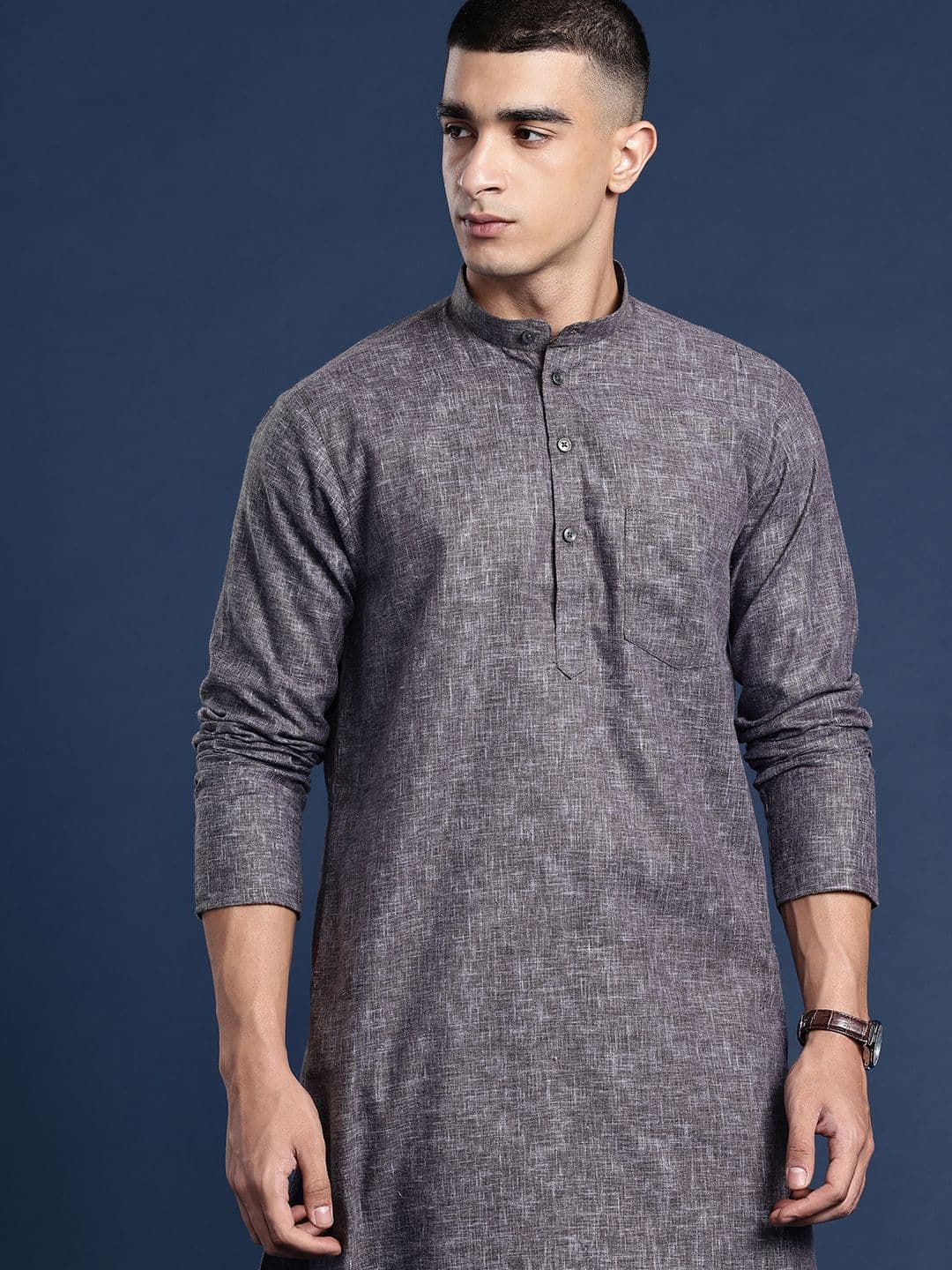 DIVISIVE Band Collar Straight Kurta - view 1
