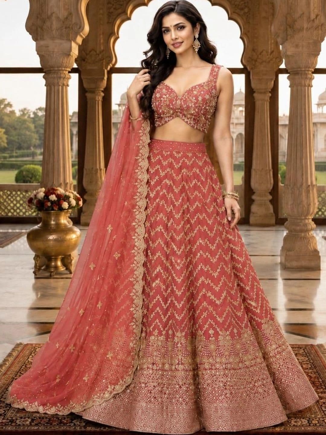 Indi Kal Embroidered Ready to Wear Lehenga & Blouse With Dupatta - view 1