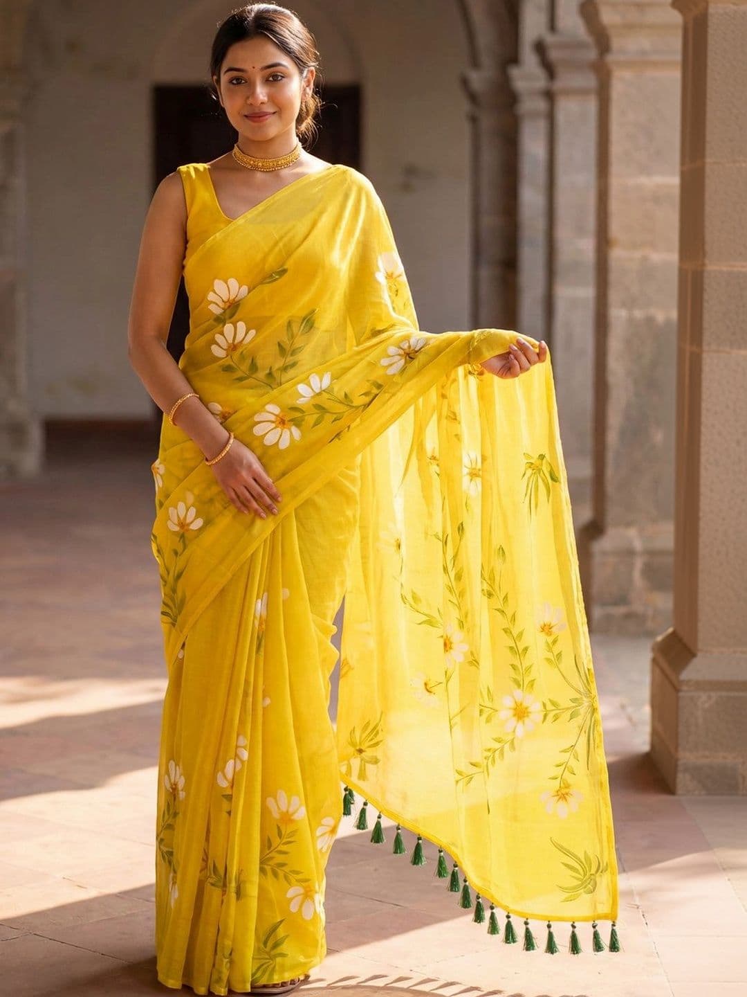 Mitera Floral Poly Georgette Designer Saree - view 1
