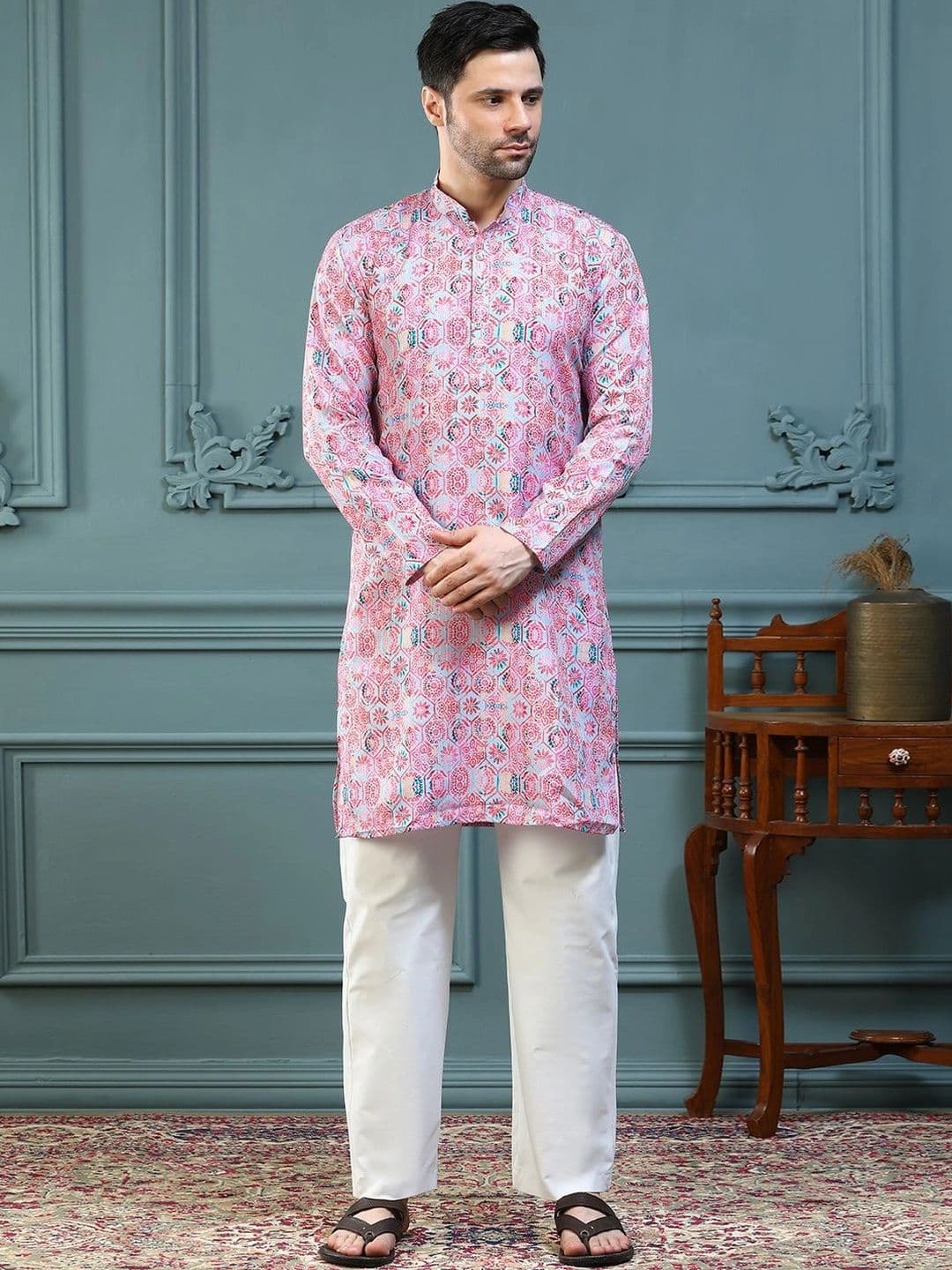ALMORA Men Ethnic Motifs Printed Kurta - view 1