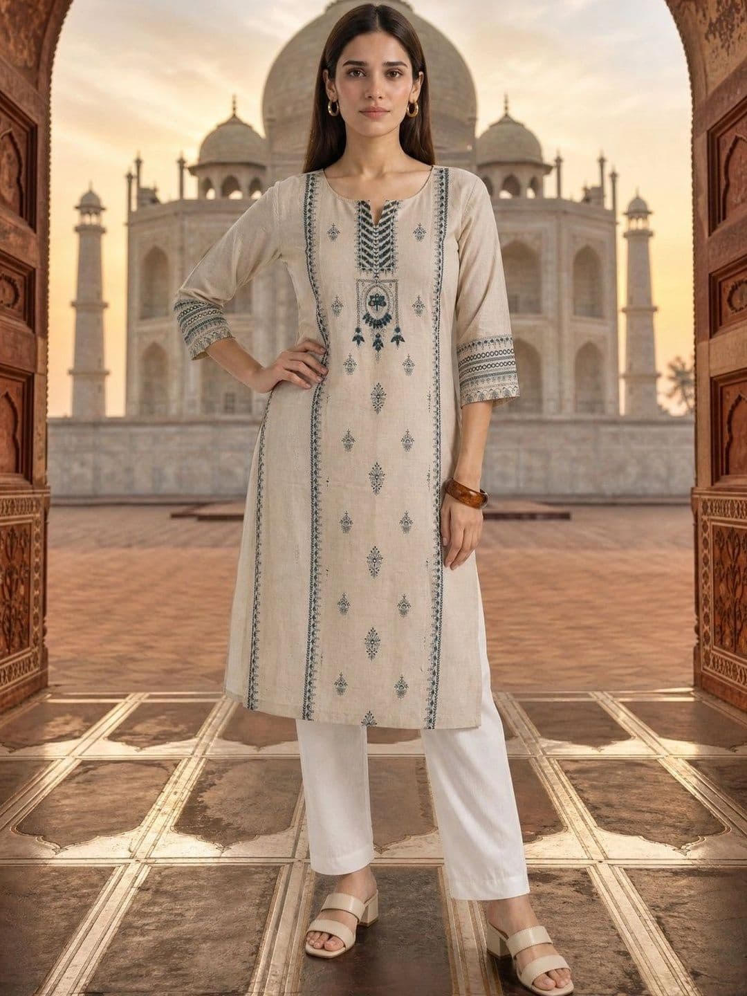 Rangita Ethnic Motifs Embroidered Thread Work Indie Prints Kurta - view 1