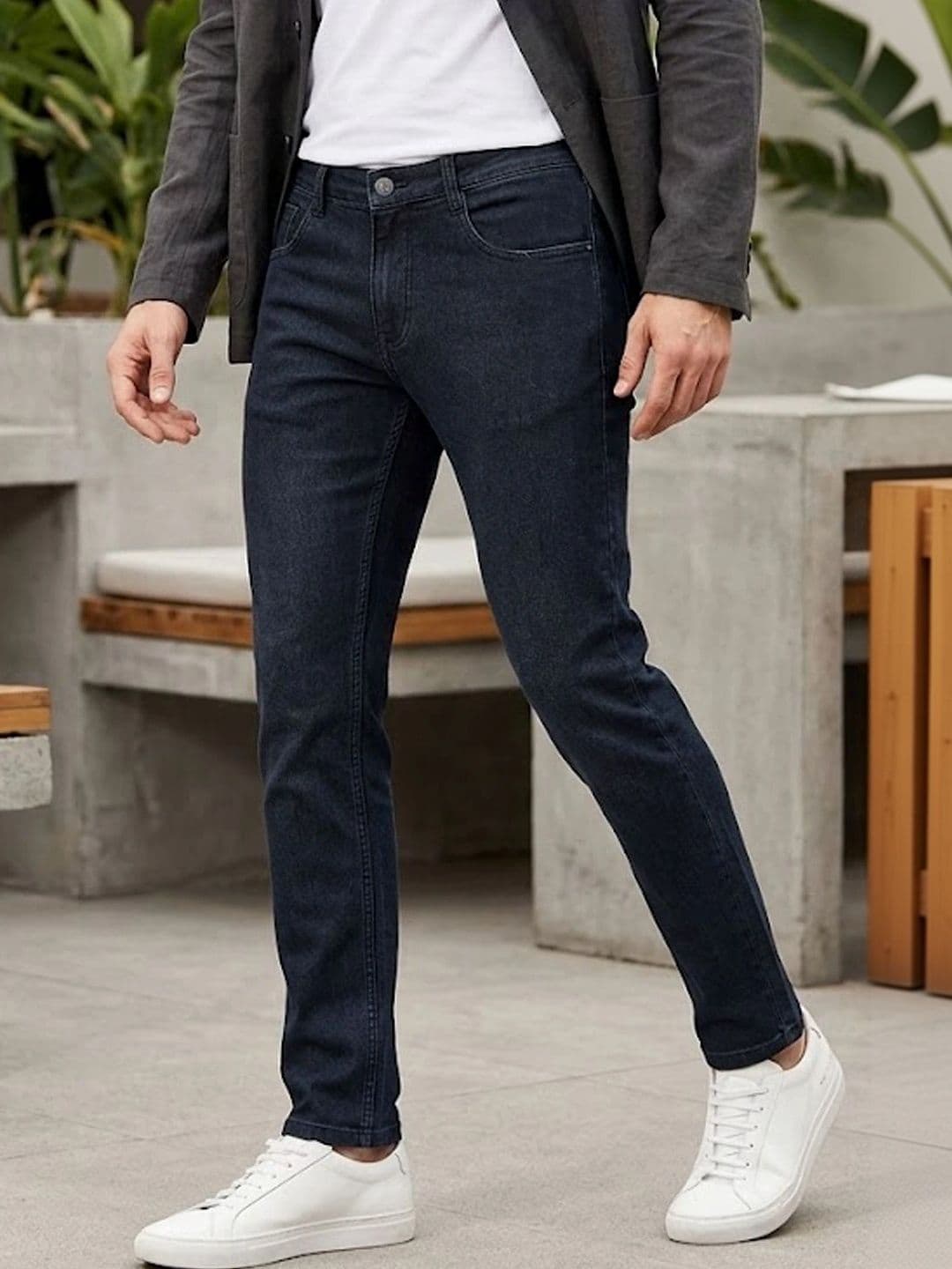 Urbano Fashion Men Grey Slim Fit Mid-Rise Clean Look Stretchable Jeans - view 1