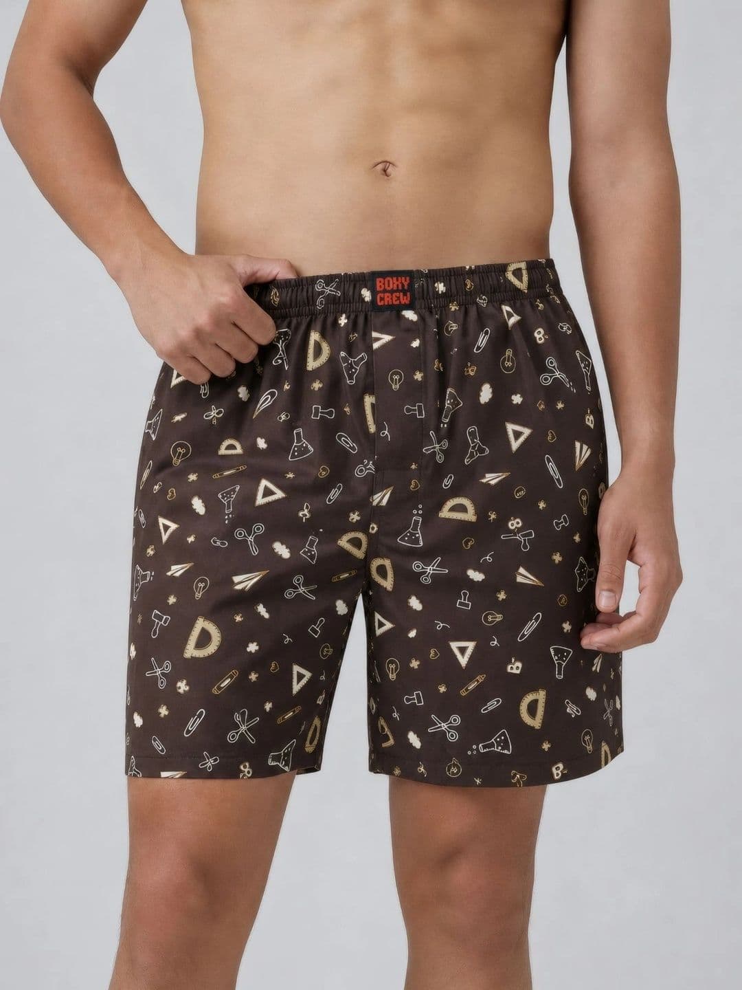 Boxy Crew Mid-Rise Printed Pure Cotton Inner-Elasticated Boxers - view 1