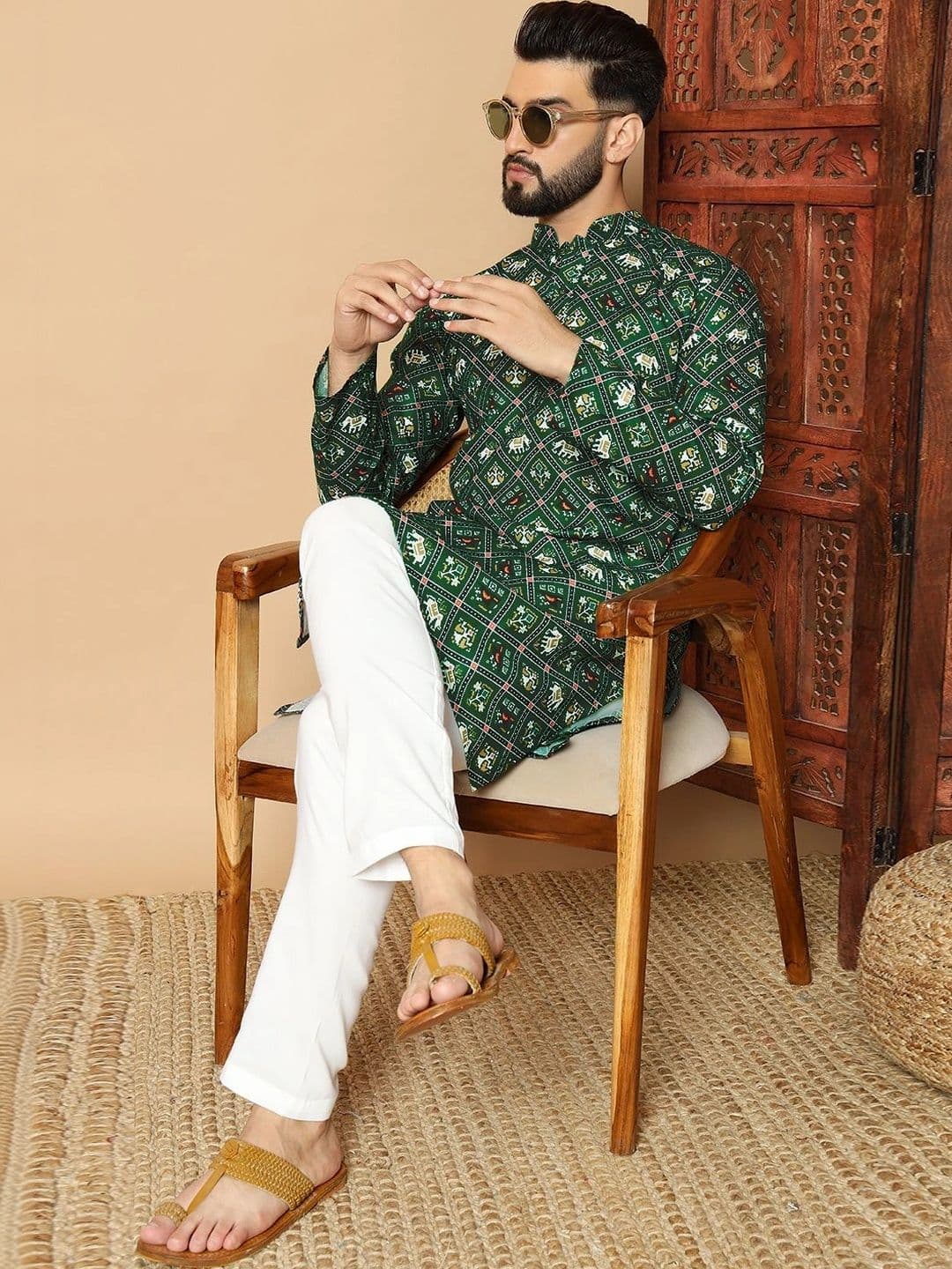Dincharya Men Ethnic Motifs Printed Indie Prints Kurta - view 1
