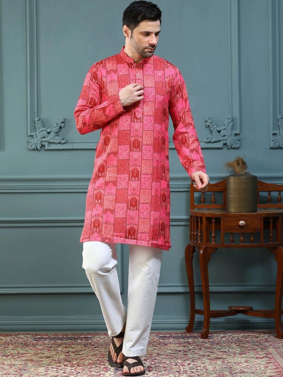 ALMORA Men Ethnic Motifs Printed Kurta - view 1