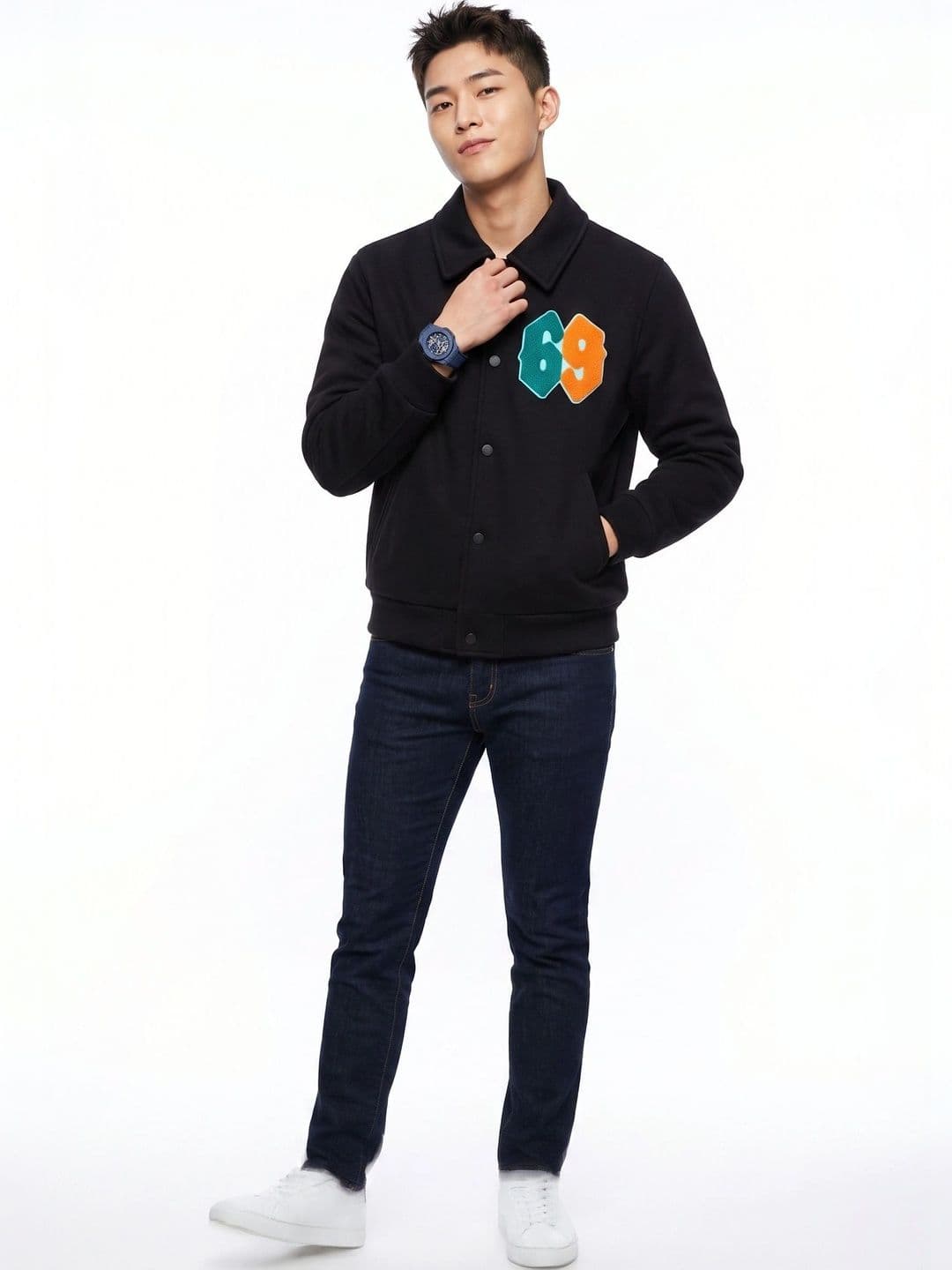 oiin Men Colourblocked Fleece Blend Bomber Jacket - view 1