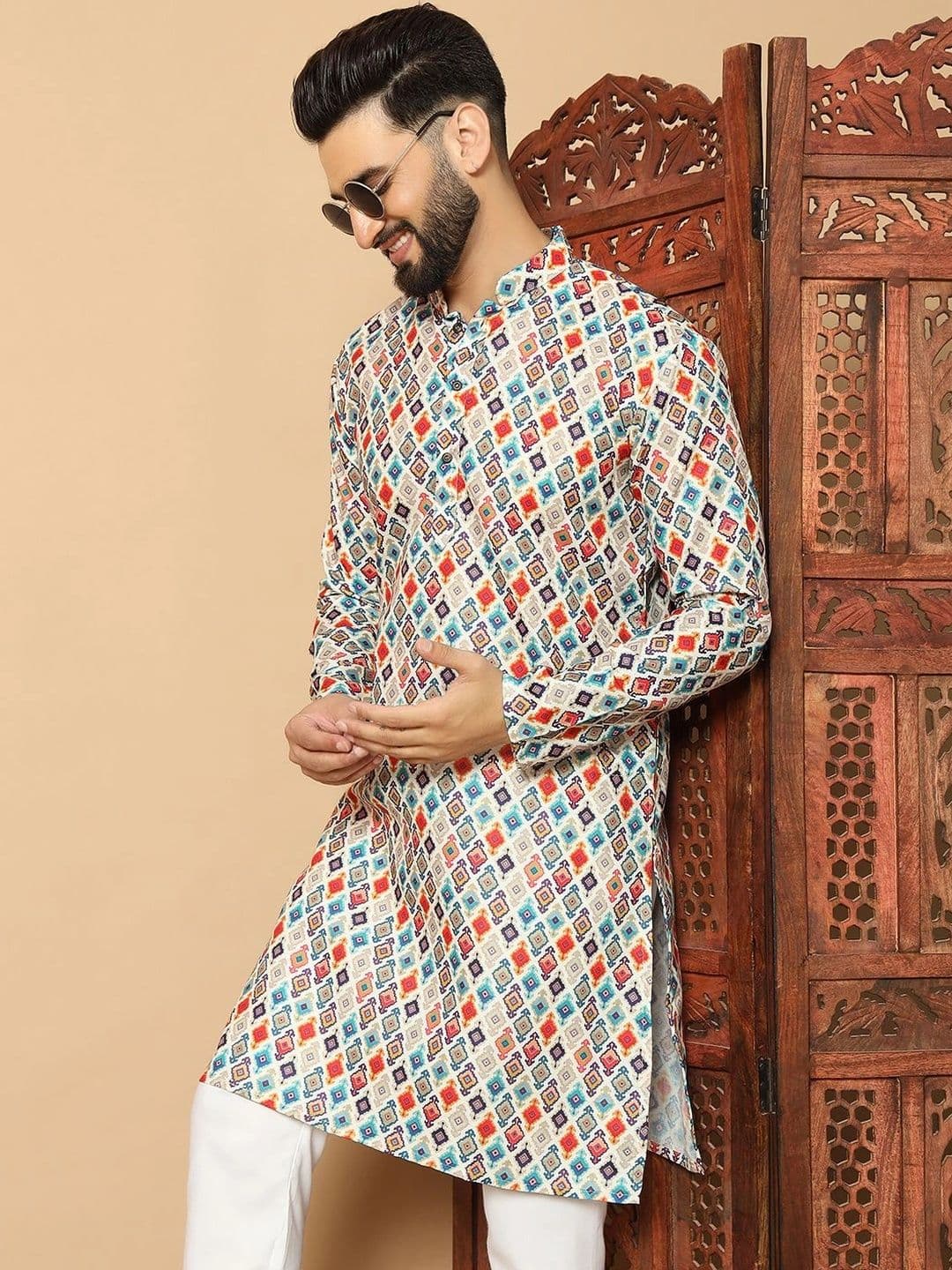 Sangria Men Geometric Printed Kurta - view 1