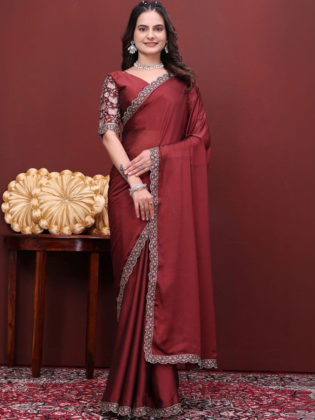 KALINI Embroidered Poly Chiffon Designer Saree - view 1