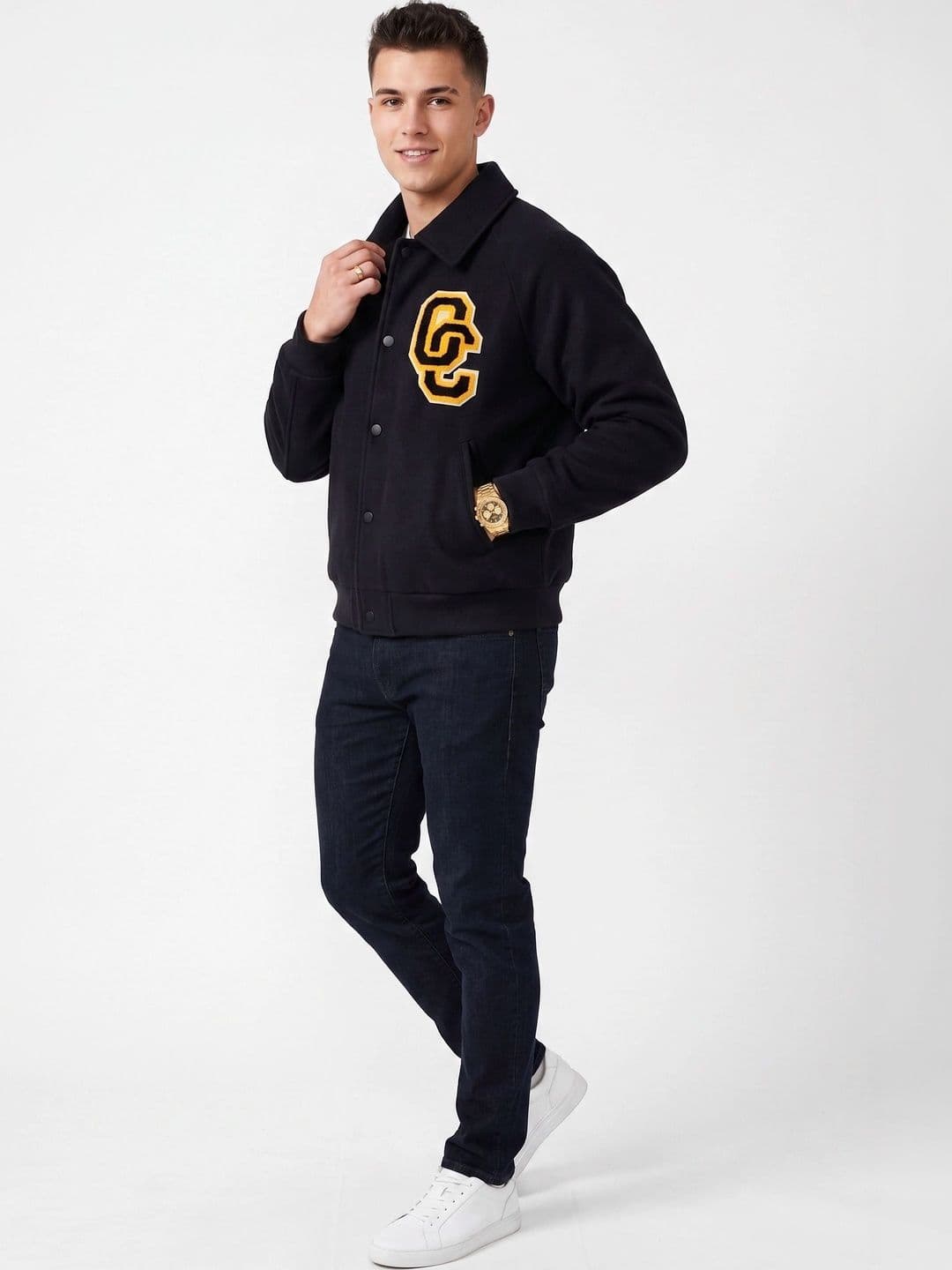 oiin Men Brand Logo Fleece Blend Varsity Jacket - view 1