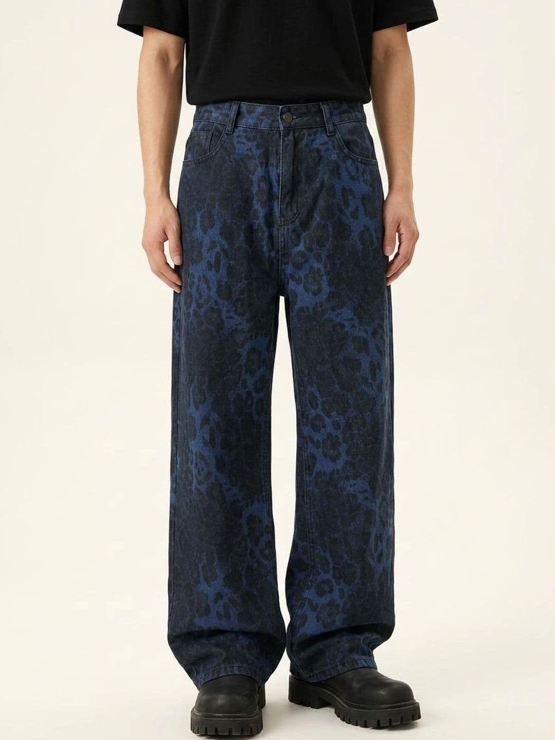 StyleCast x Revolte Men Wide Leg Mid-Rise Heavy Fade Printed Jeans - view 1