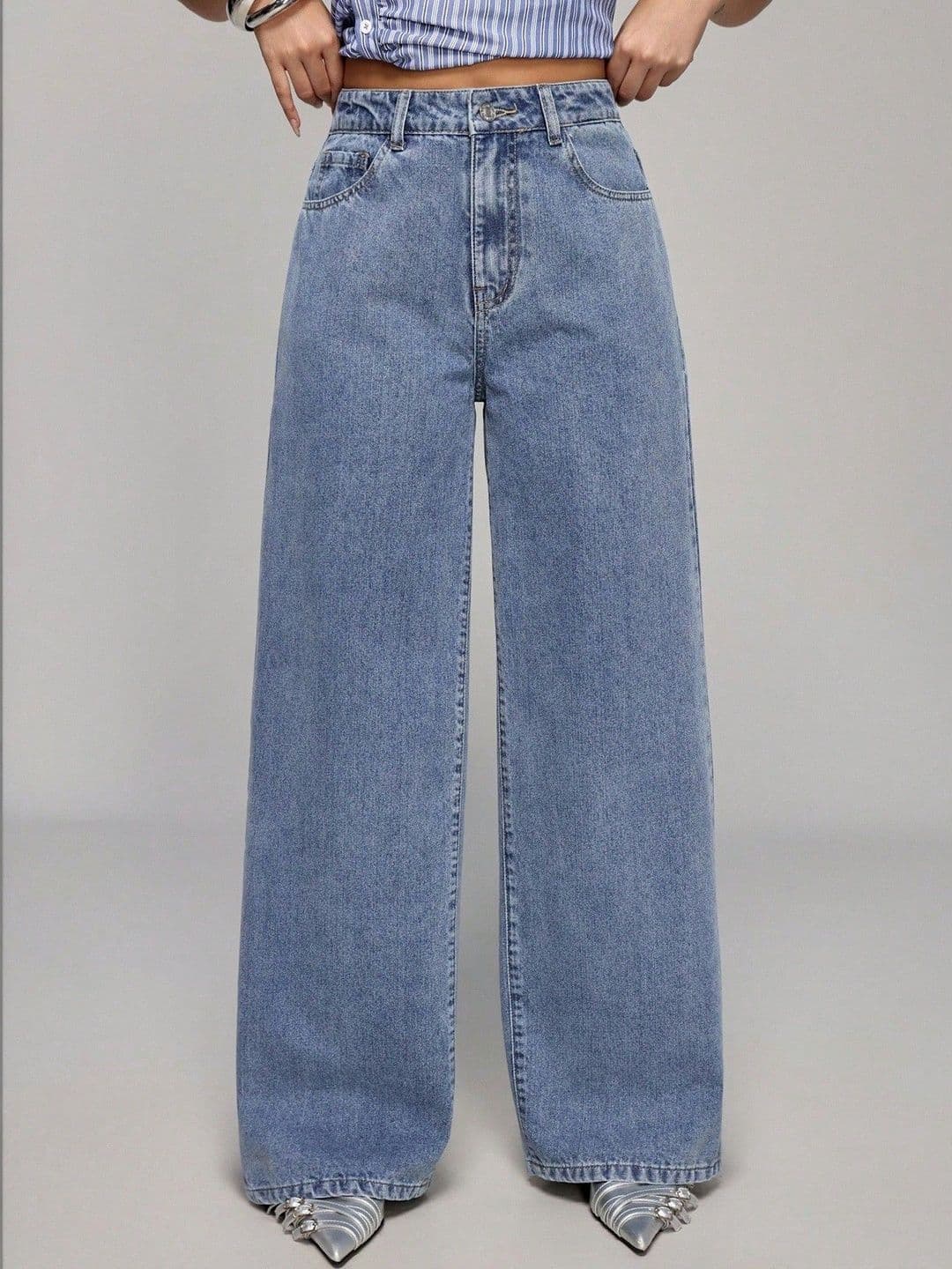 DressBerry Women Comfort Straight Fit High-Rise Light Fade Acid Wash Stretchable Jeans - view 1