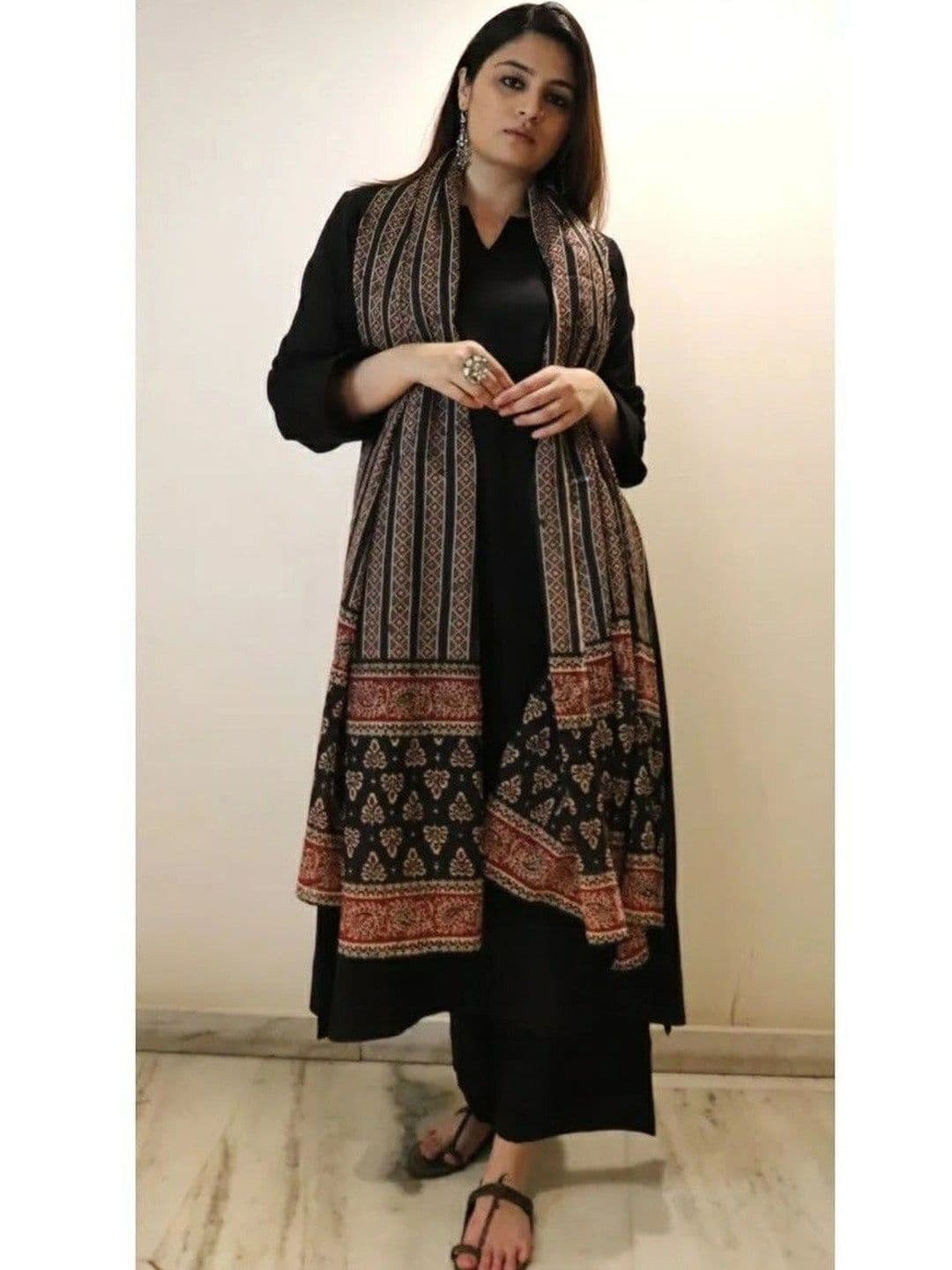 all about you Ethnic Motifs Regular Chanderi Silk Kurta with Palazzos & With Dupatta - view 1