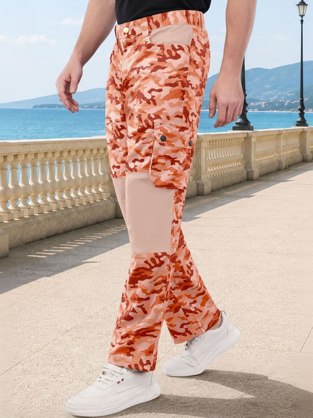 Integration Men Camouflage Printed Smart Wrinkle Free Cargos Trousers - view 1
