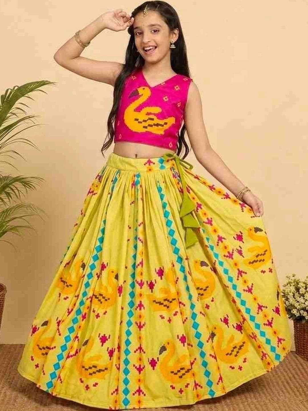 KALINI Girls Printed V-Neck Ready to Wear Lehenga & Choli - view 1