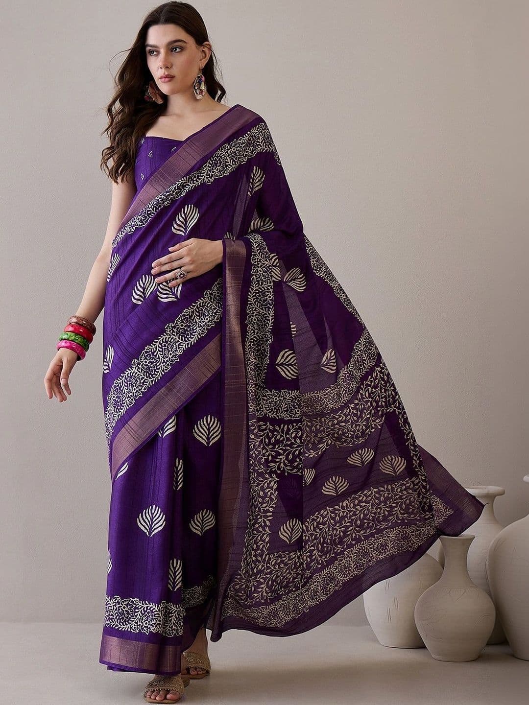 Mitera Batik Zari Silk Blend Designer Saree - view 1