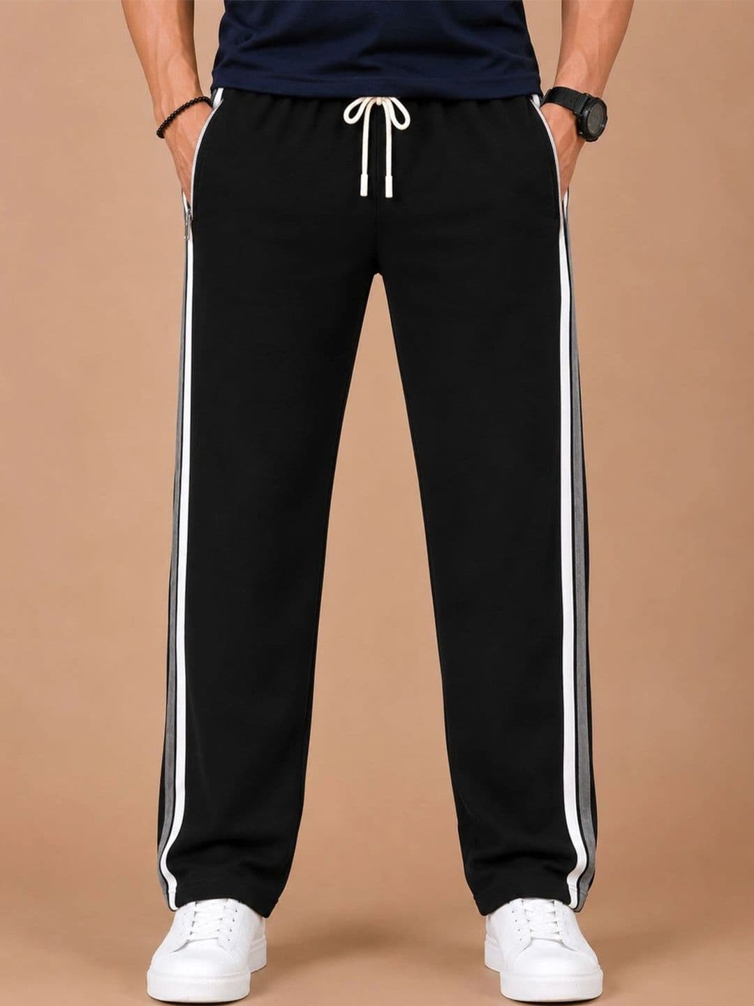 RETWE Men Regular Fit Zipper Pocket Track Pants - view 1