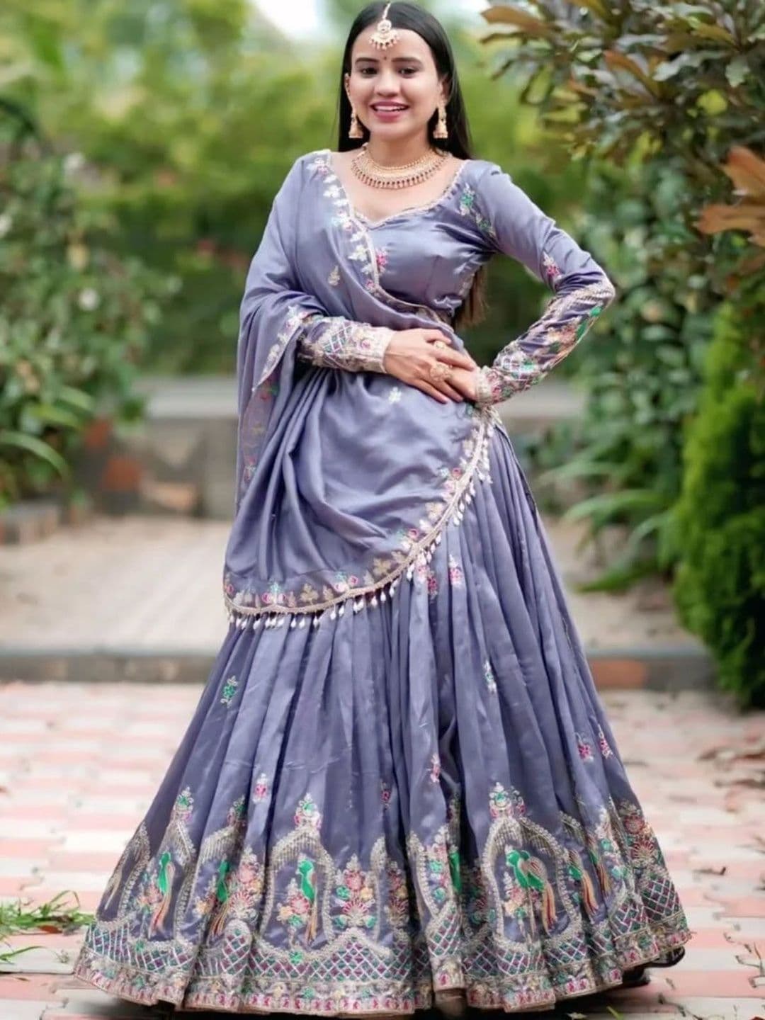 Kedar Fab Embroidered Sequinned Semi-Stitched Lehenga & Blouse With Dupatta - view 1