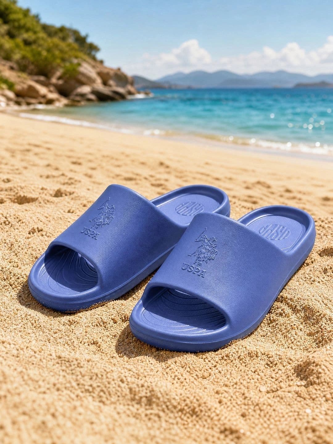 U.S. Polo Assn. Palmer Blue Cloud Sliders - view 1
