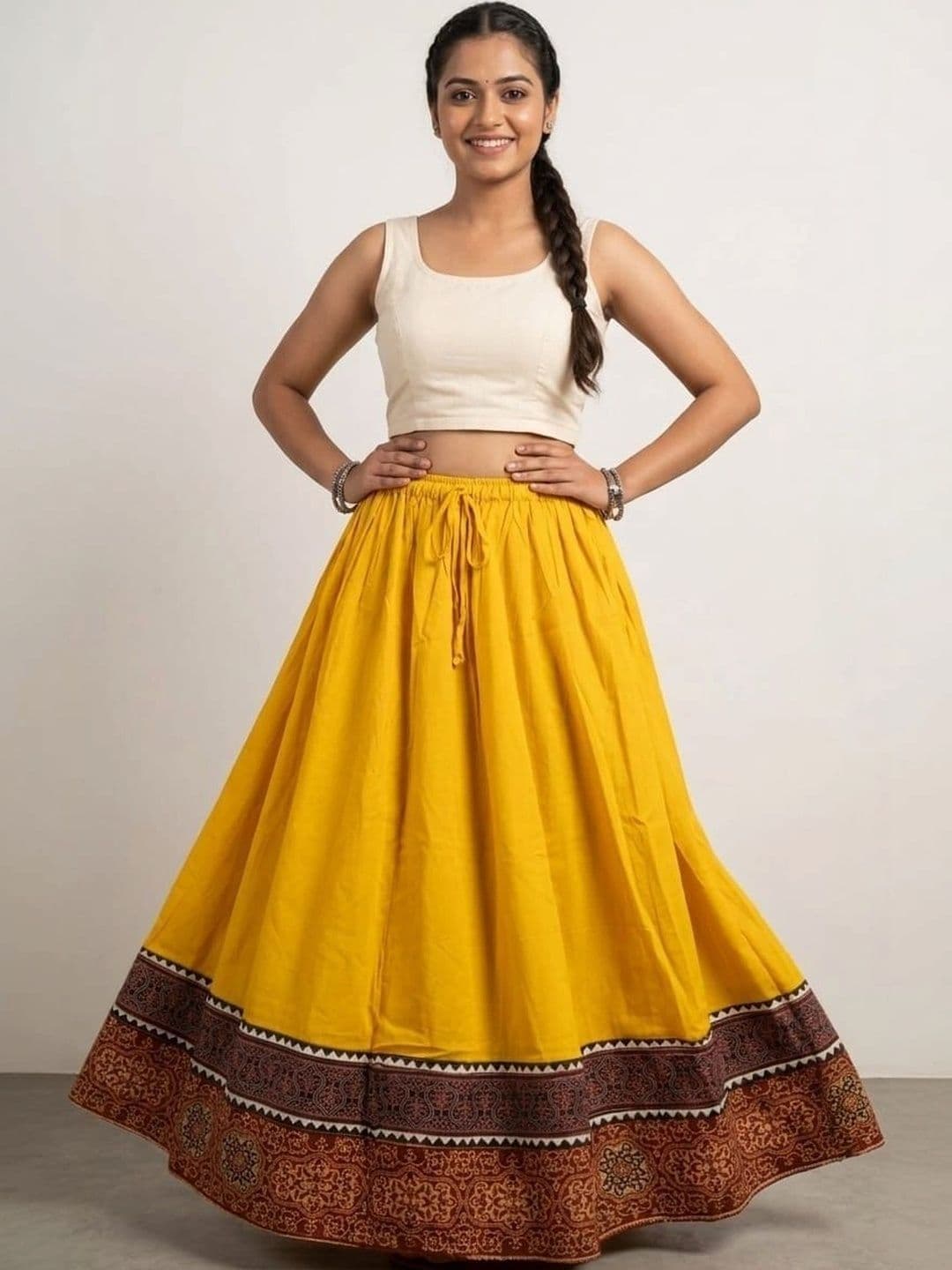 ROBI CHAYA HANDICRAFTS Women Cotton Maxi Flared Skirt - view 1