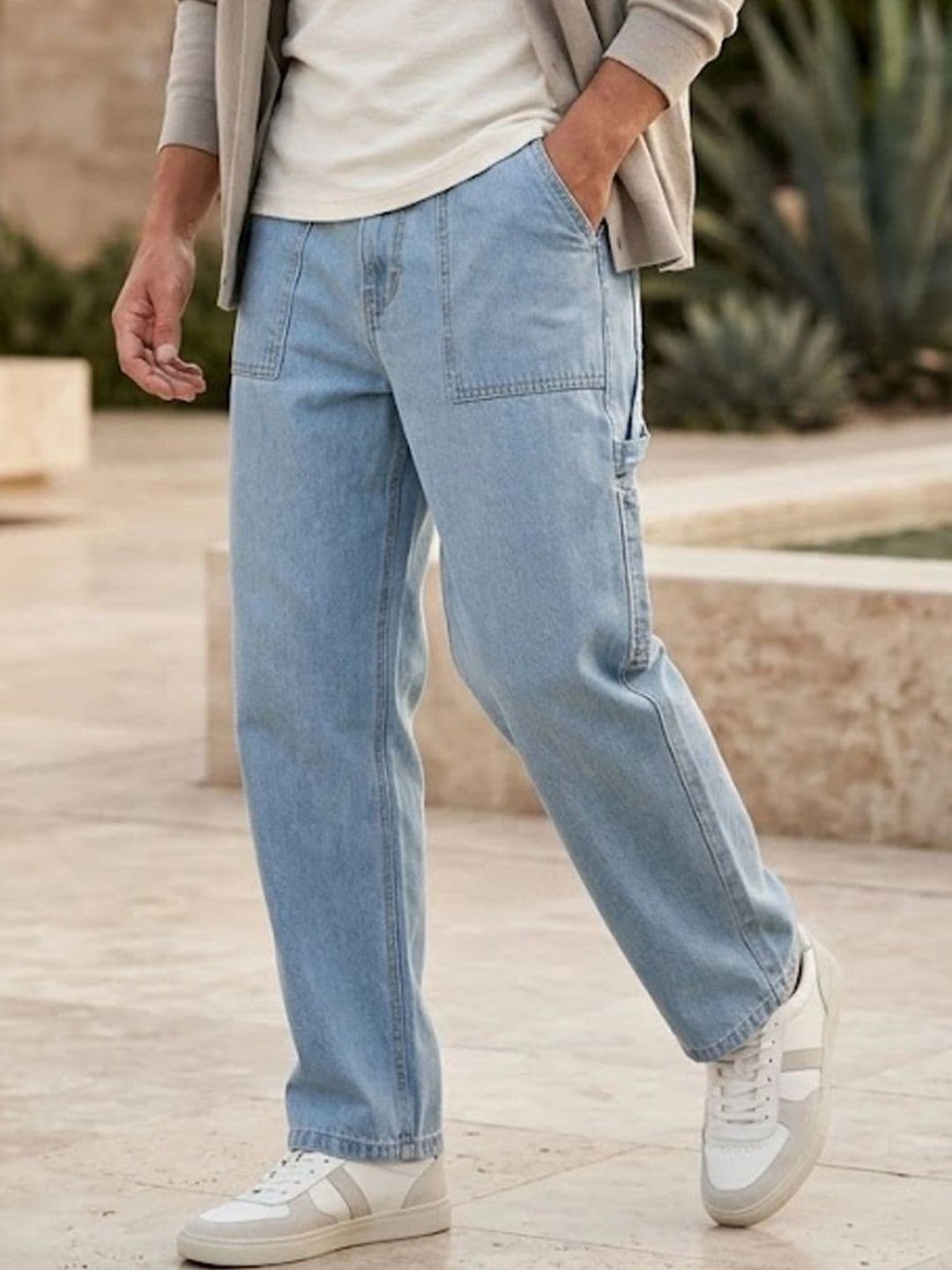 Urbano Fashion Men Loose Baggy Fit Carpenter Cargo Jeans - view 1