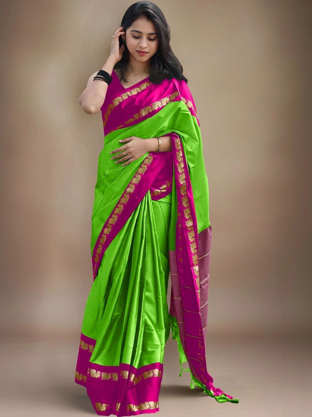 Mitera Woven Design Zari Cotton Silk Gadwal Saree - view 1