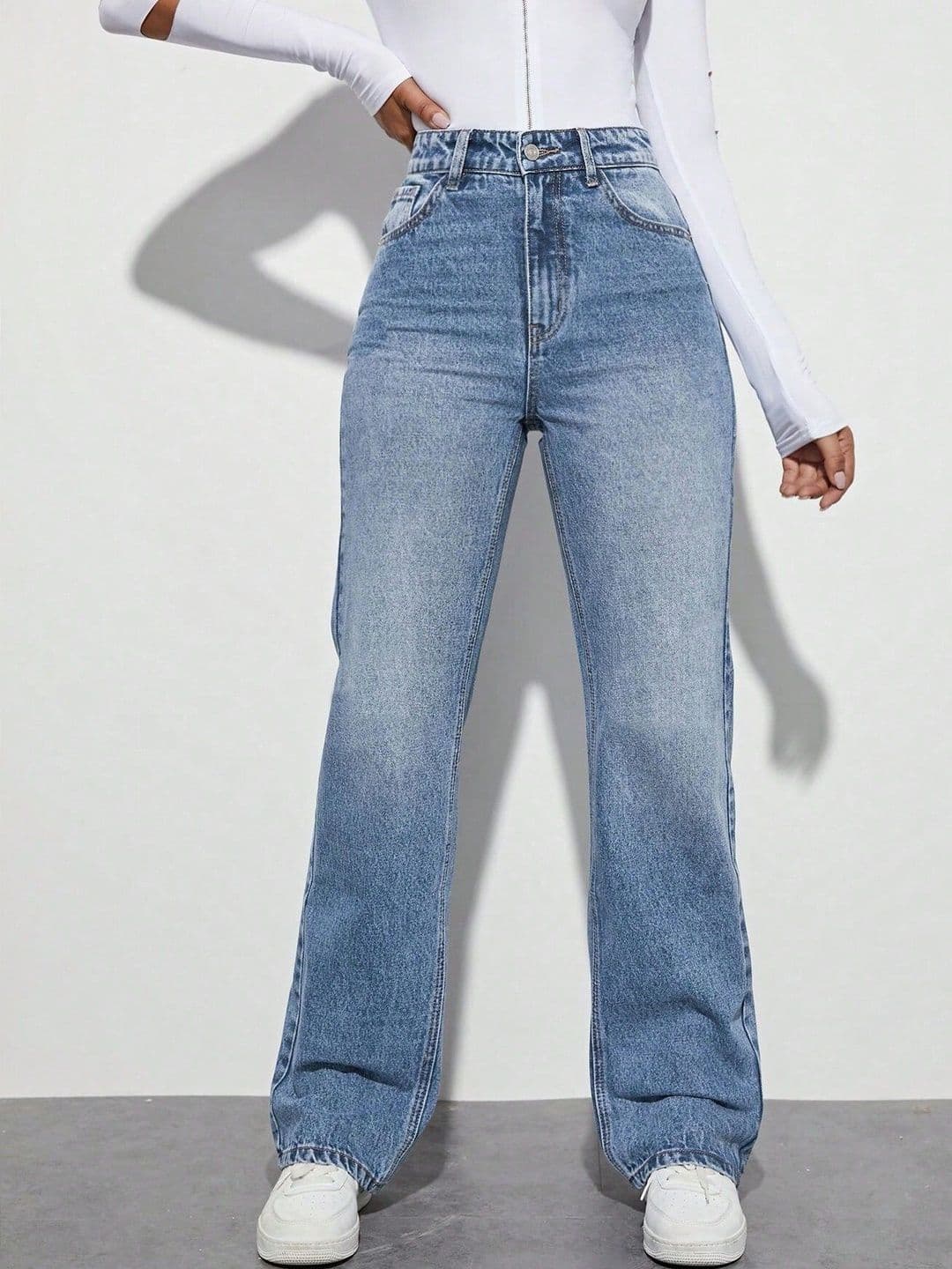 DressBerry Women Comfort Straight Fit High-Rise Light Fade Acid Wash Stretchable Jeans - view 1