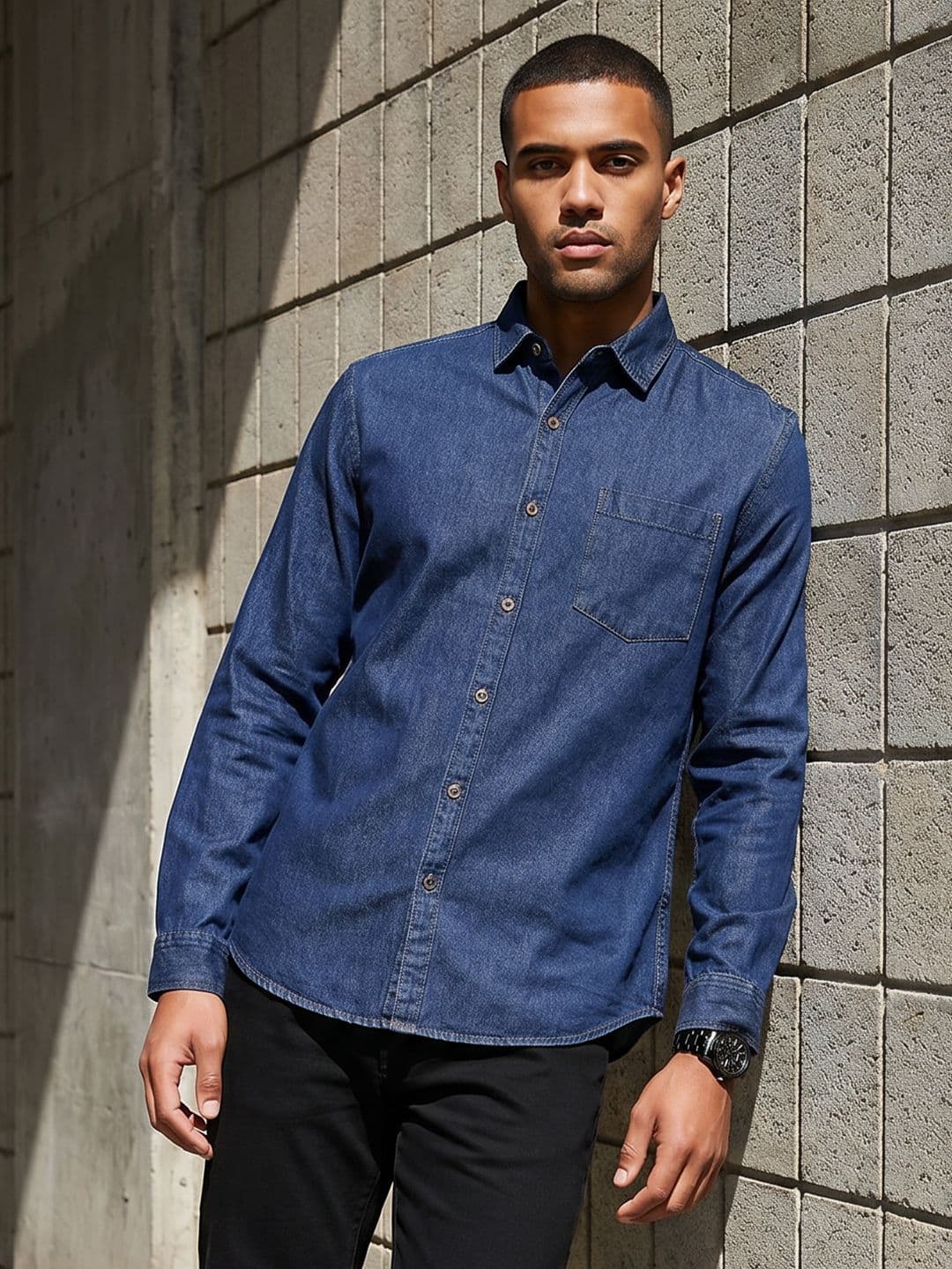 The Roadster Life Co. Pure Cotton Chambray Casual Shirt - view 1