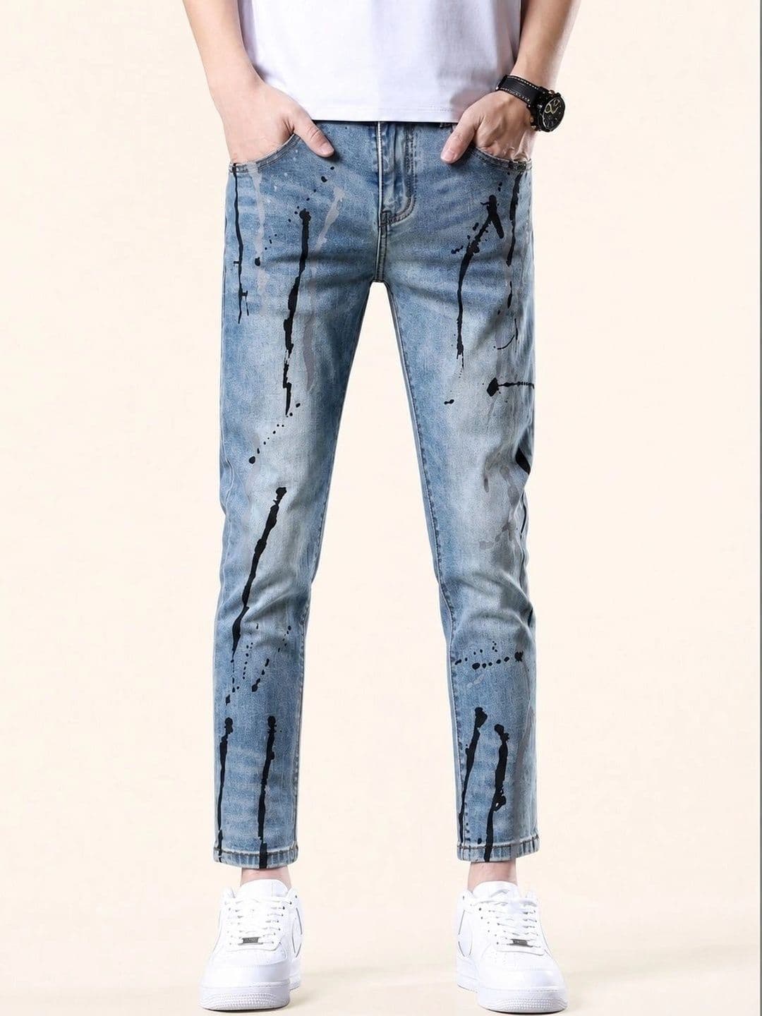 StyleCast x Revolte Men Slim Fit Mid-Rise Heavy Fade Printed Stretchable Jeans - view 1