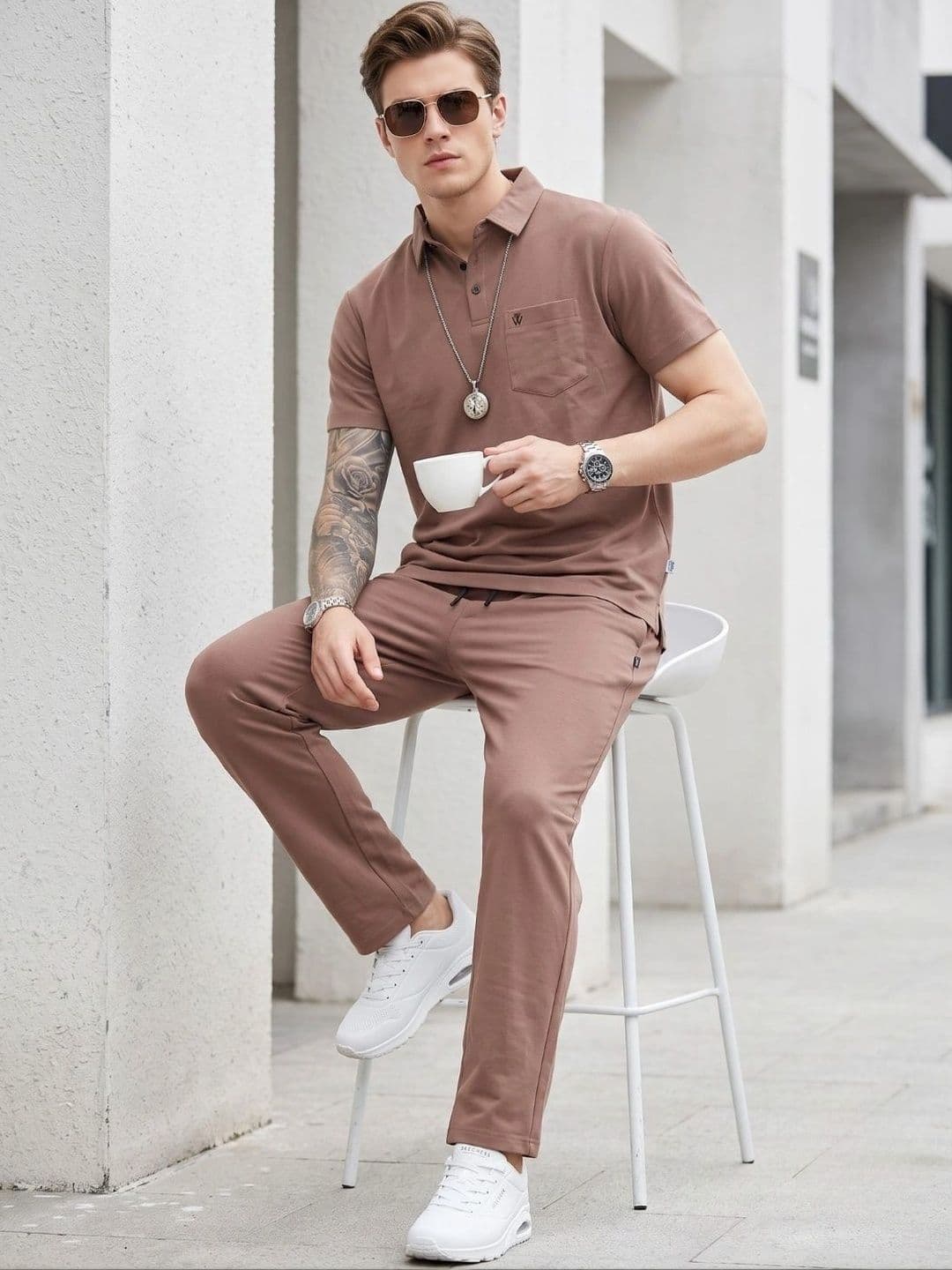 WEET Men Solid Pure Cotton T-Shirt and Pyjama Night Suit - view 1