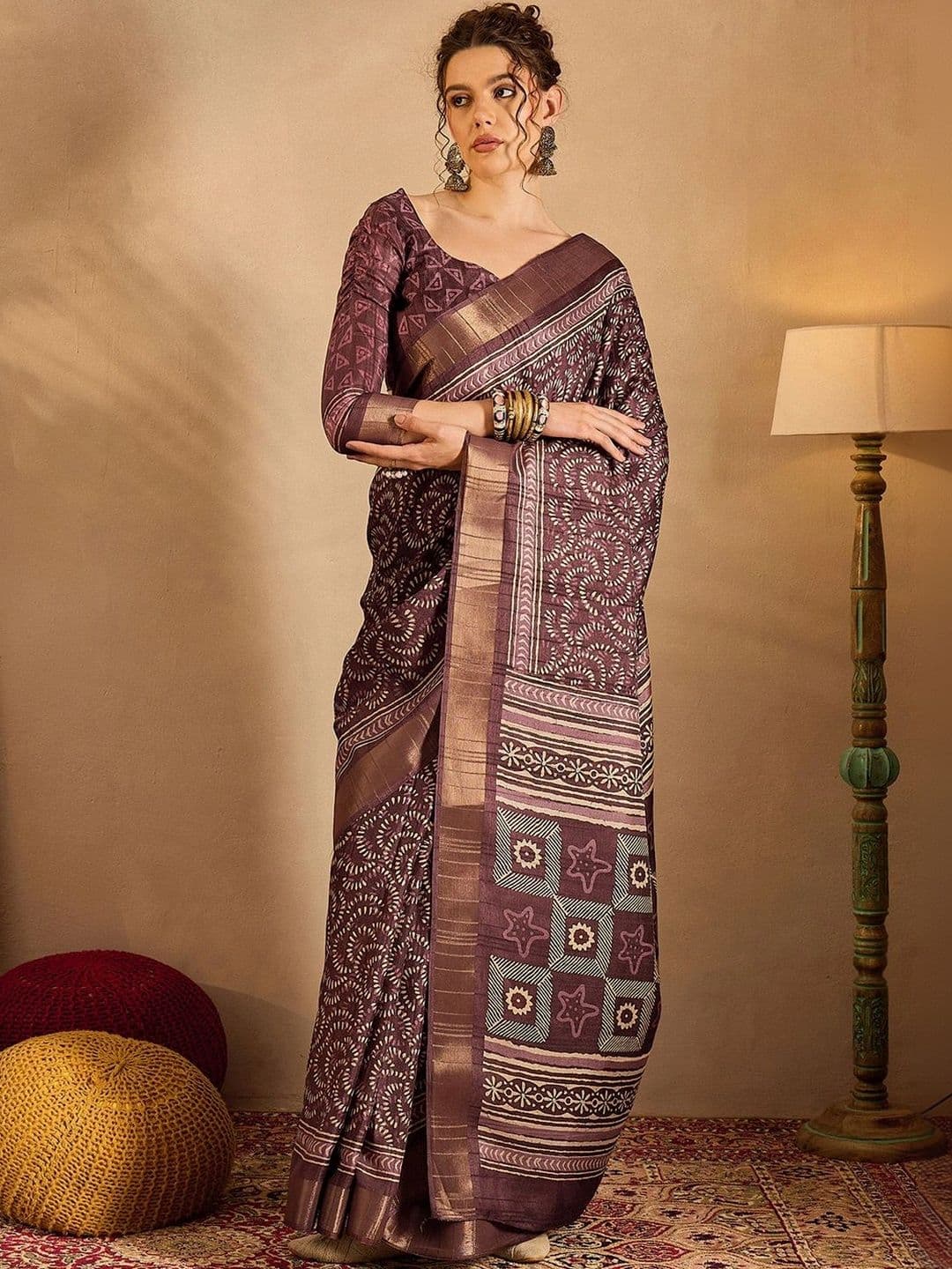 Mitera Ethnic Motifs Zari Silk Blend Designer Sungudi Saree - view 1
