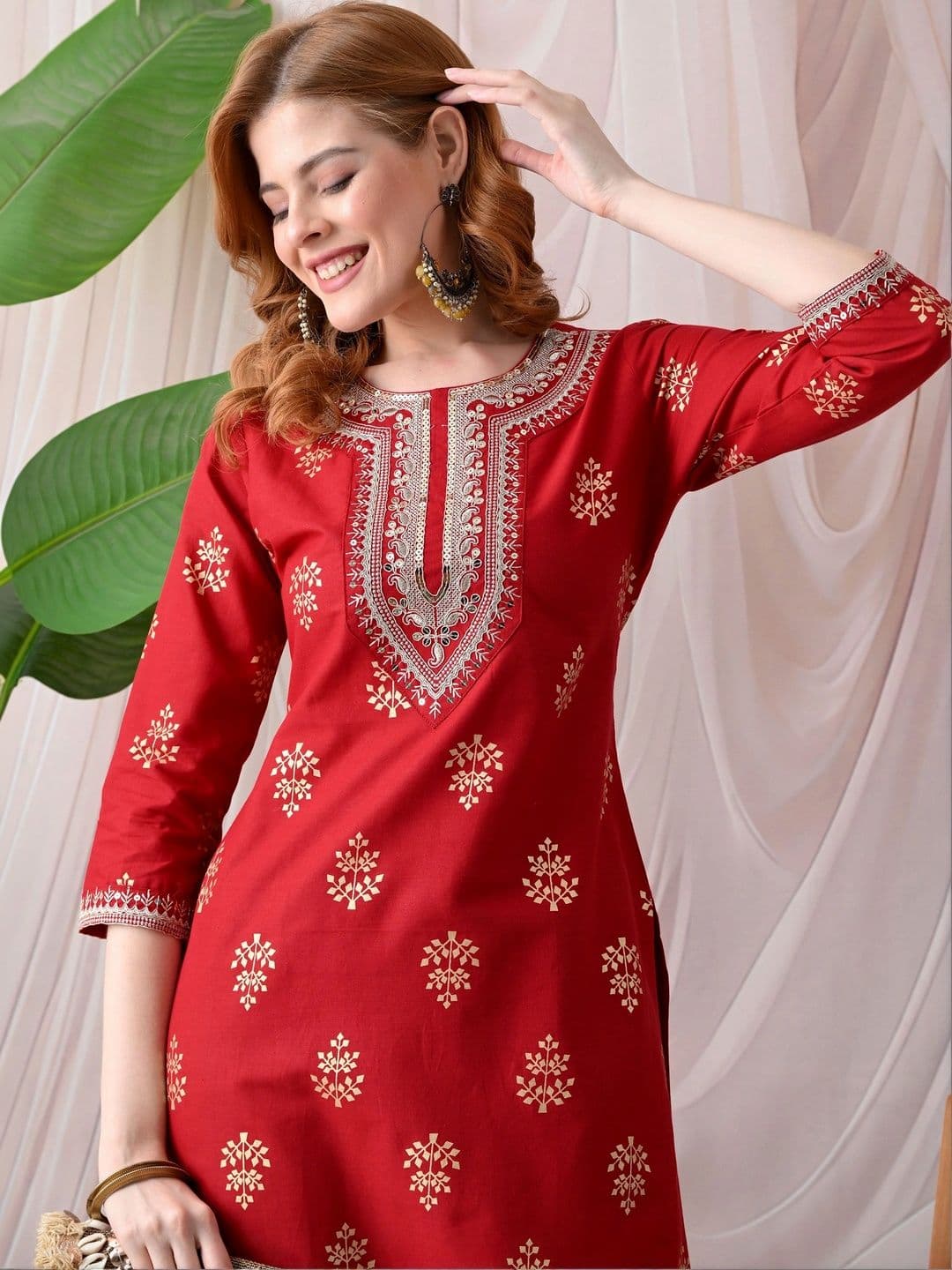 KKOUTFITS Women Ethnic Motifs Printed Thread Work Kurta - view 1