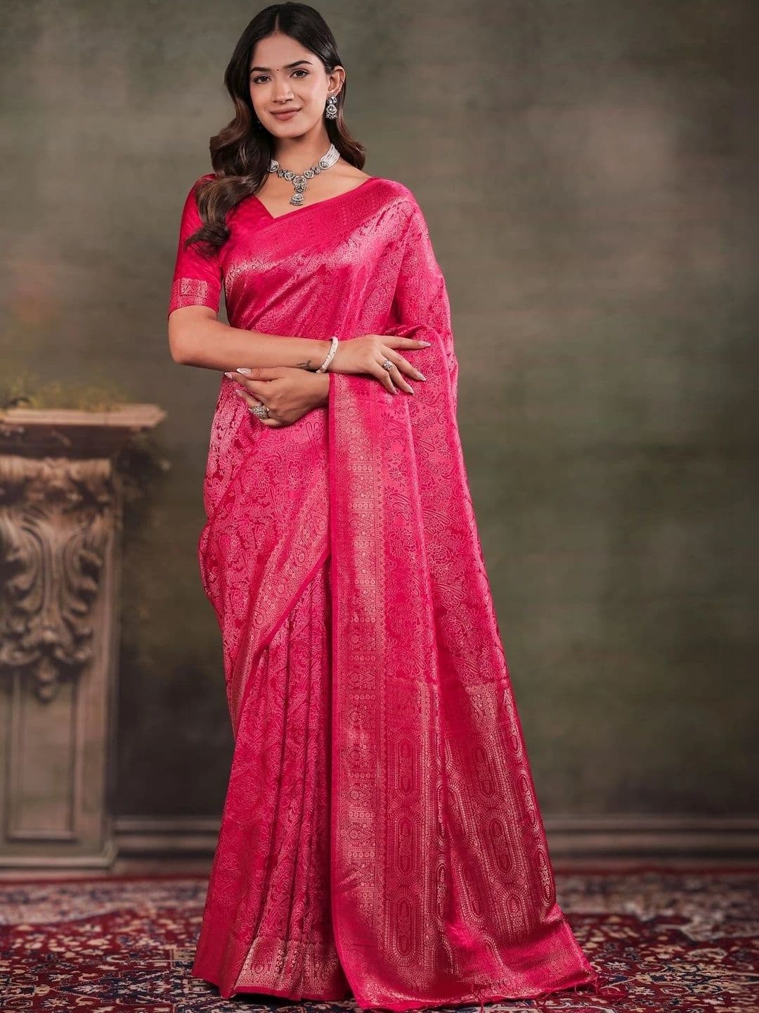 AATMAN CREATION Woven Design Zari Banarasi Saree - view 1