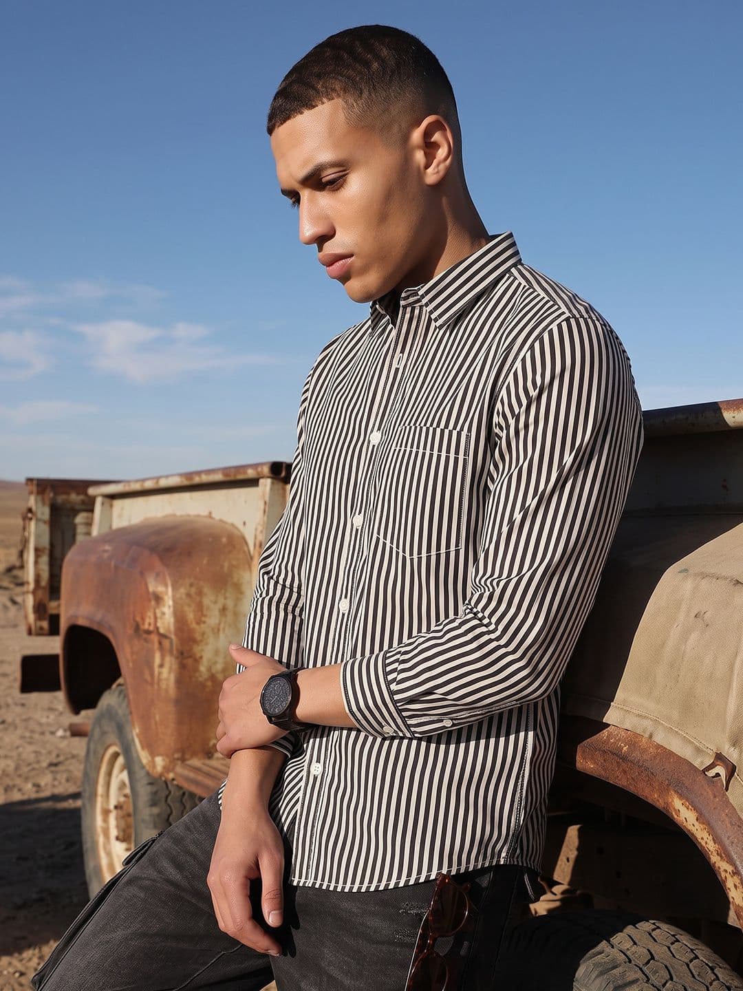The Roadster Lifestyle Co. Striped Regular Fit Shirt - view 1